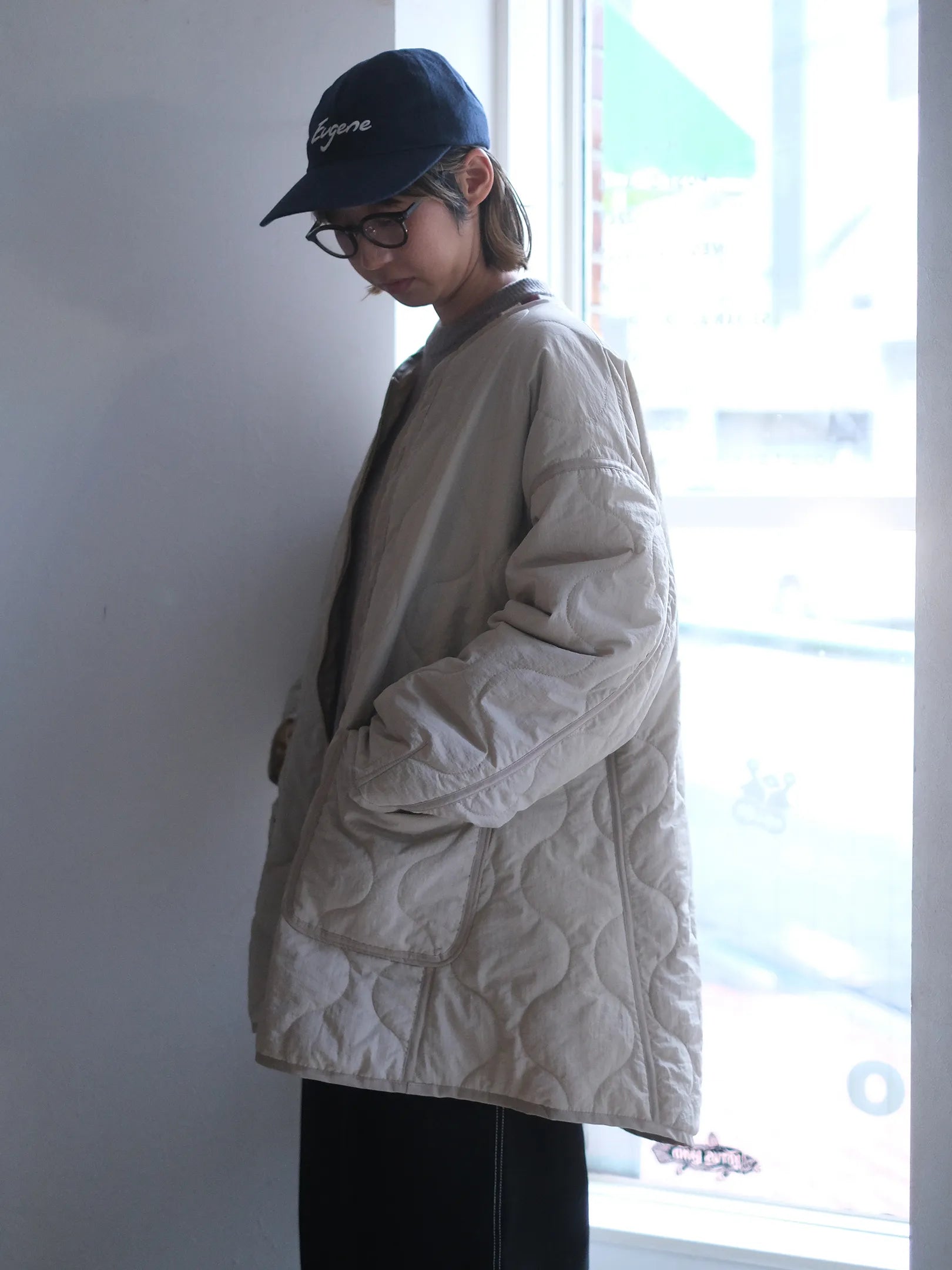 Kha:ki "MIL QUILT ZIP UP JACKET"