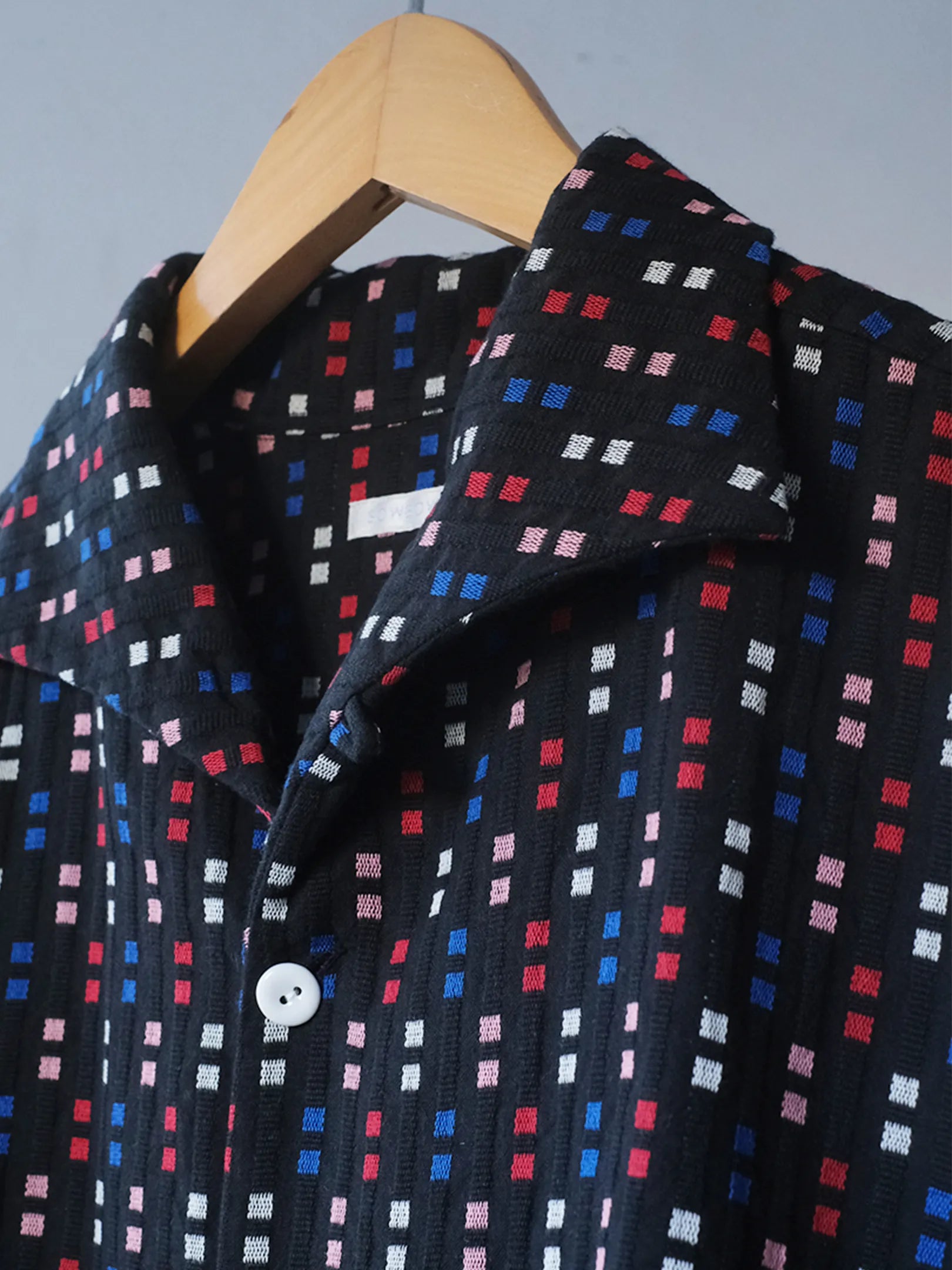 SOWBOW "蒼氓シャツ/ONE PIECE COLLAR WIDE(CHIKUGO-ORI,BLACK CUBE)"