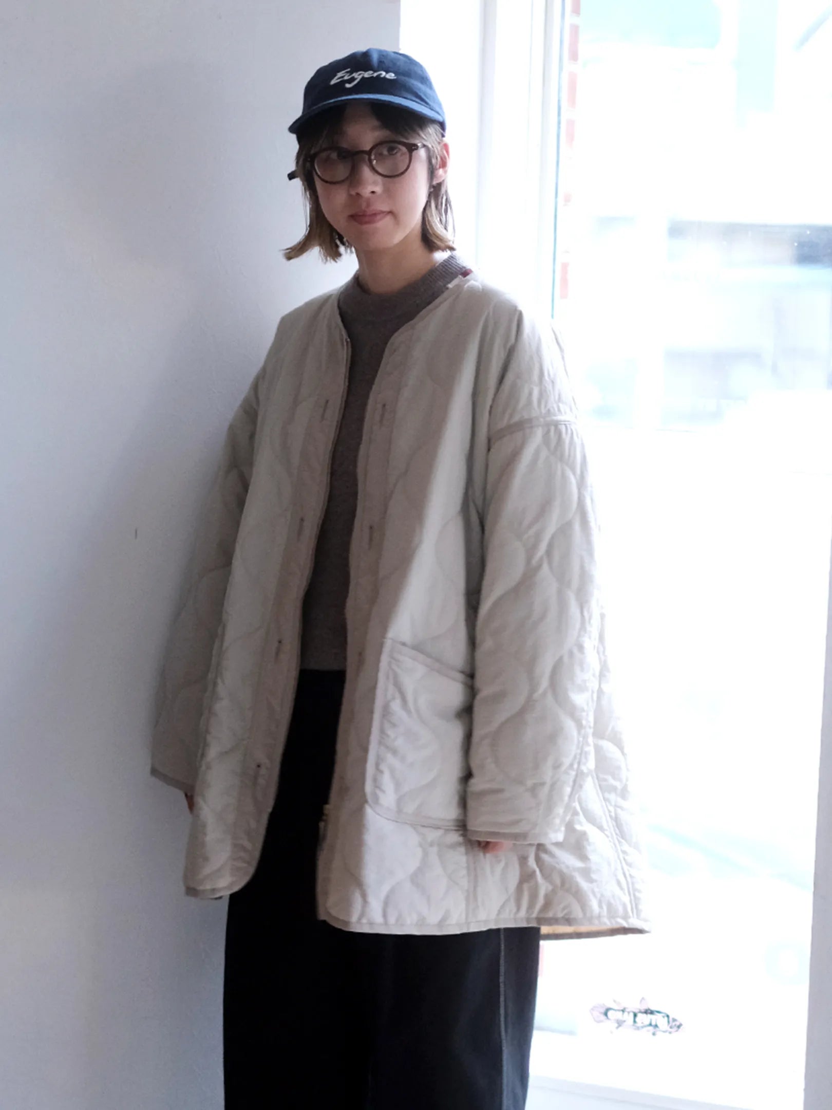 Kha:ki "MIL QUILT ZIP UP JACKET"