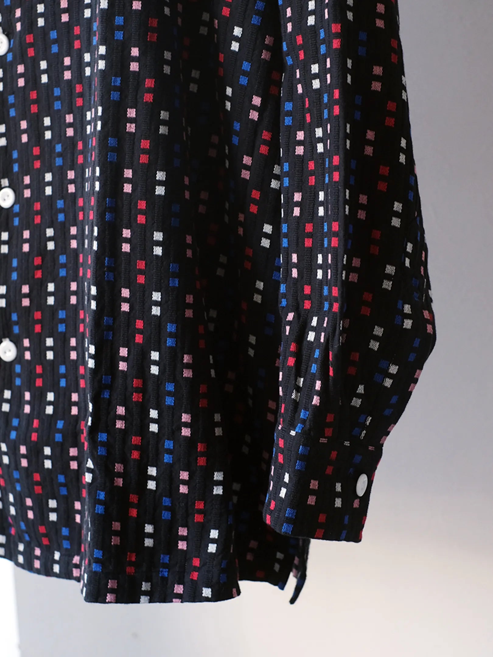 SOWBOW "蒼氓シャツ/ONE PIECE COLLAR WIDE(CHIKUGO-ORI,BLACK CUBE)"