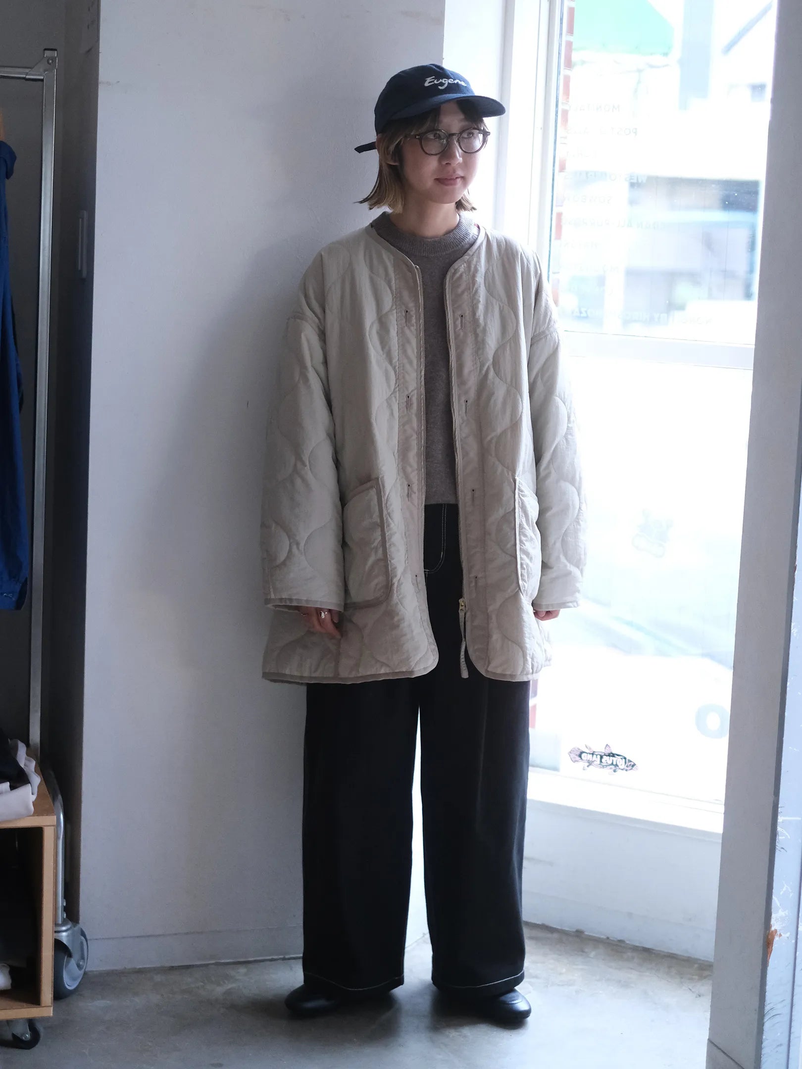 Kha:ki "MIL QUILT ZIP UP JACKET"