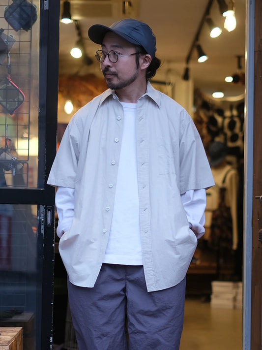 SOWBOW "蒼氓シャツ/G ROUND BOTTOM RC S/S SHIRT(COTTON/SILK)"
