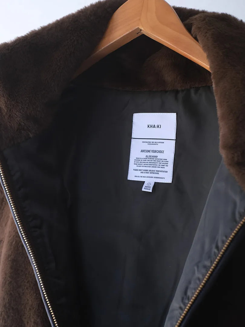 Kha:ki "STAND COLLAR FUR VEST"
