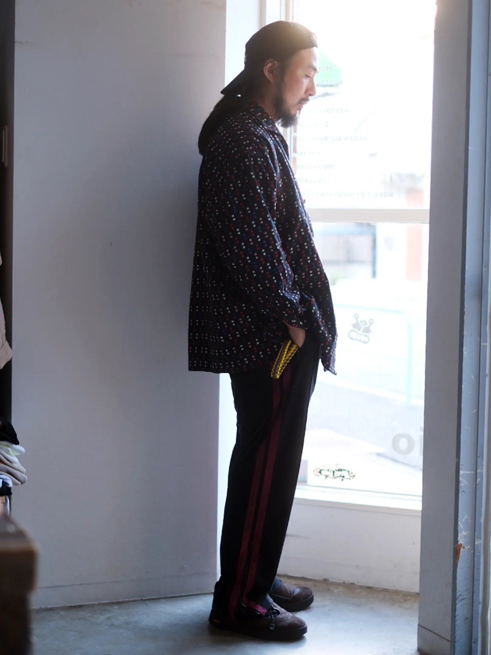 SOWBOW "蒼氓シャツ/ONE PIECE COLLAR WIDE(CHIKUGO-ORI,BLACK CUBE)"