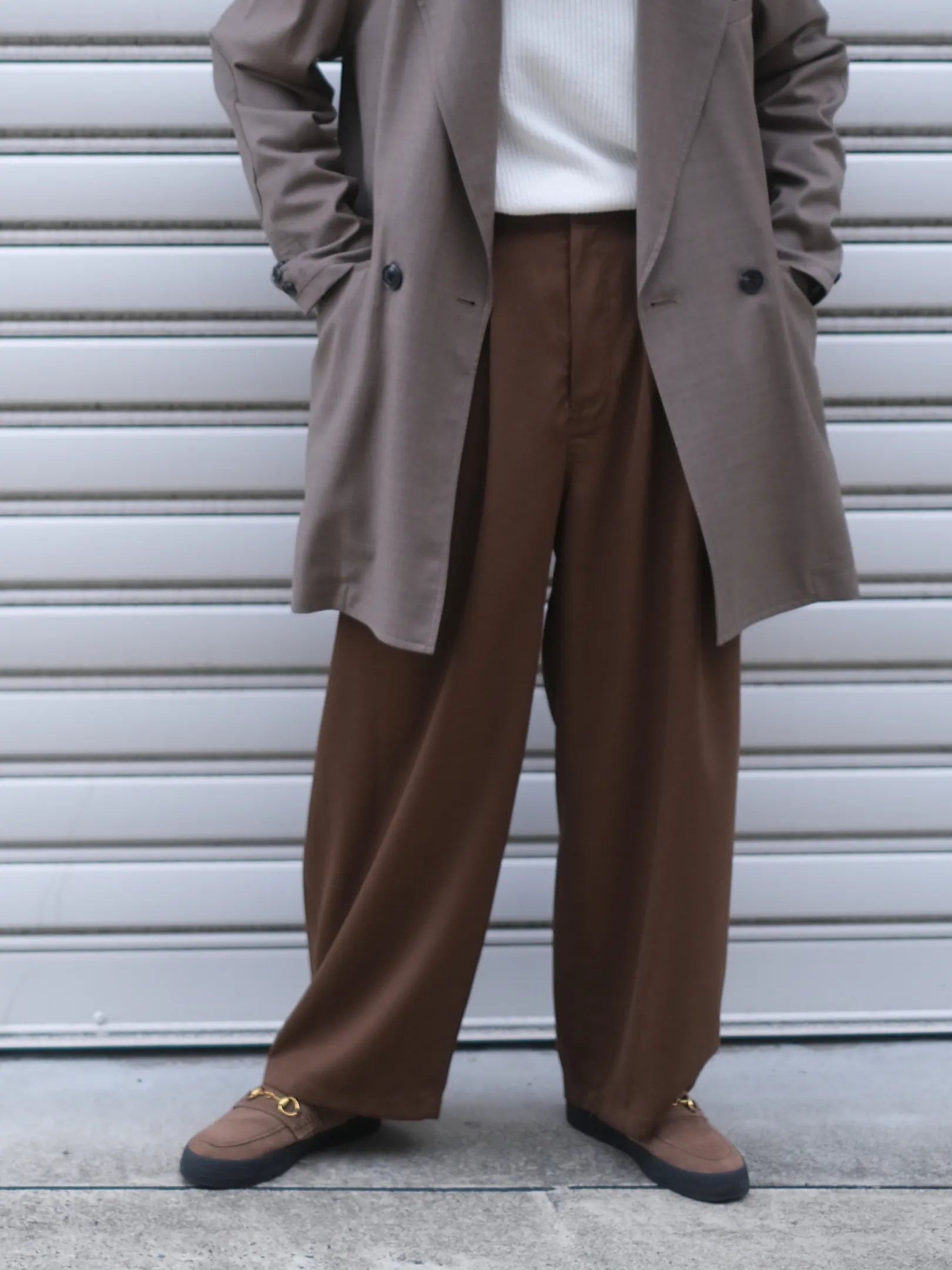 manon "WOOL MIX THREE TUCK WIDE PANTS(2colors)"