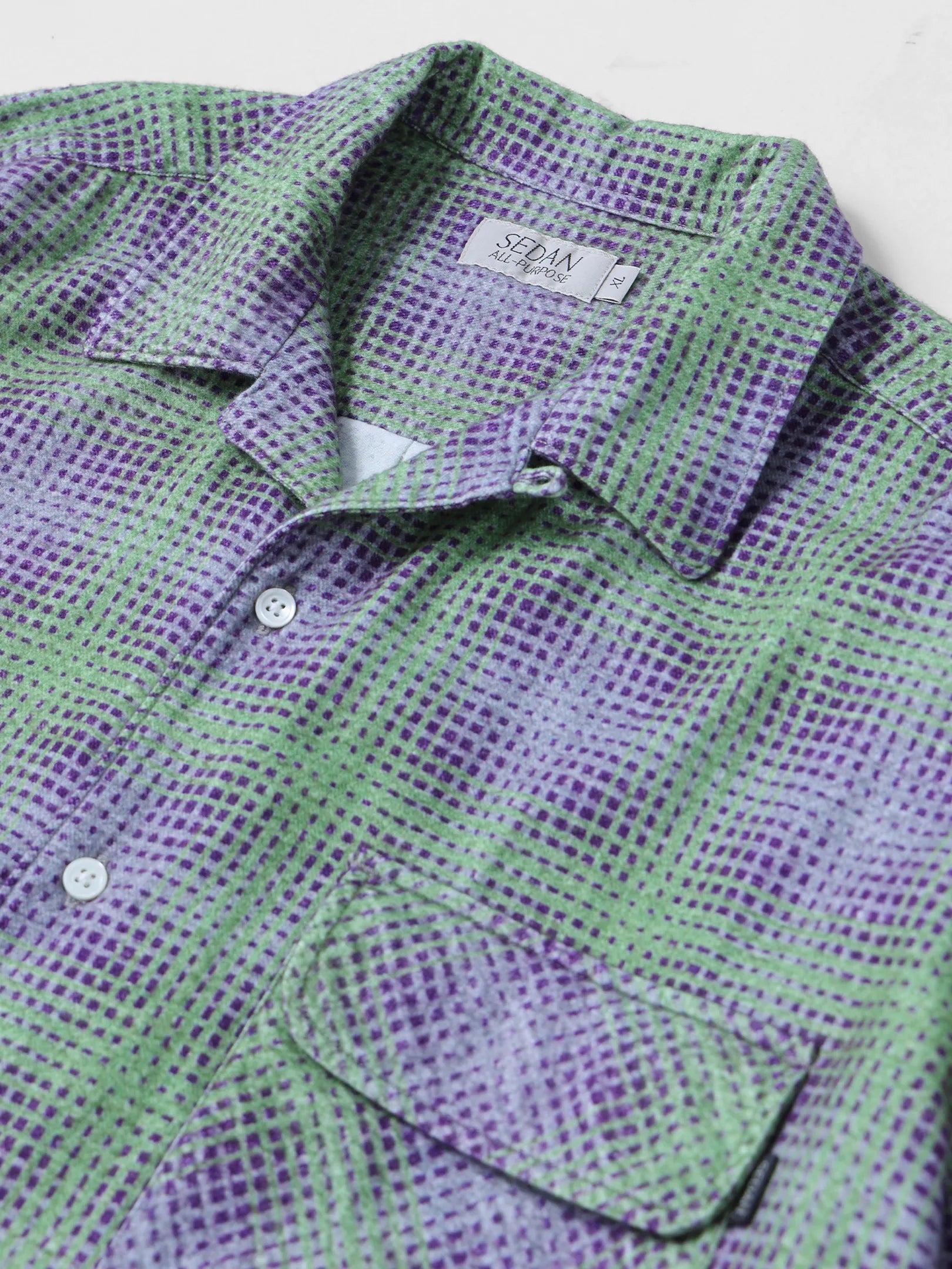 SEDAN ALL-PURPOSE "Printed Plaid Flannel Open Collar Shirt"