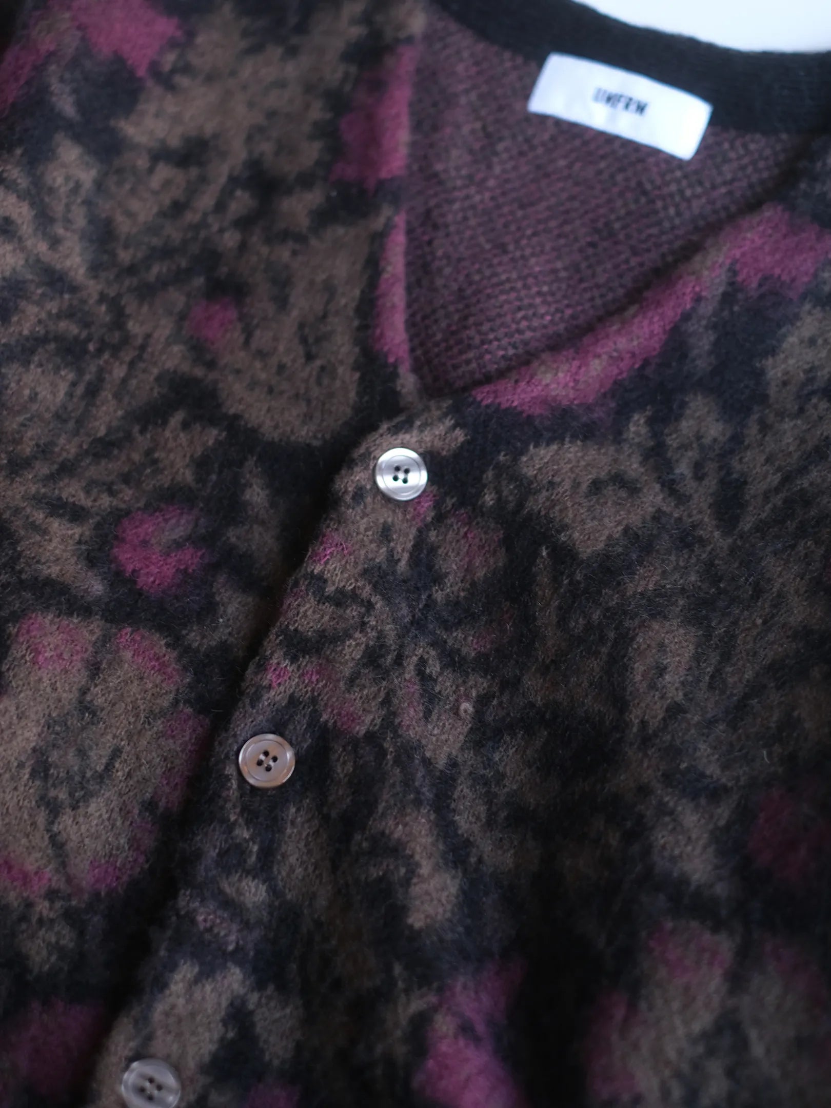 UNFRM "MOHAIR KNIT VINTAGE FLOWER CAMO CARDIGAN"