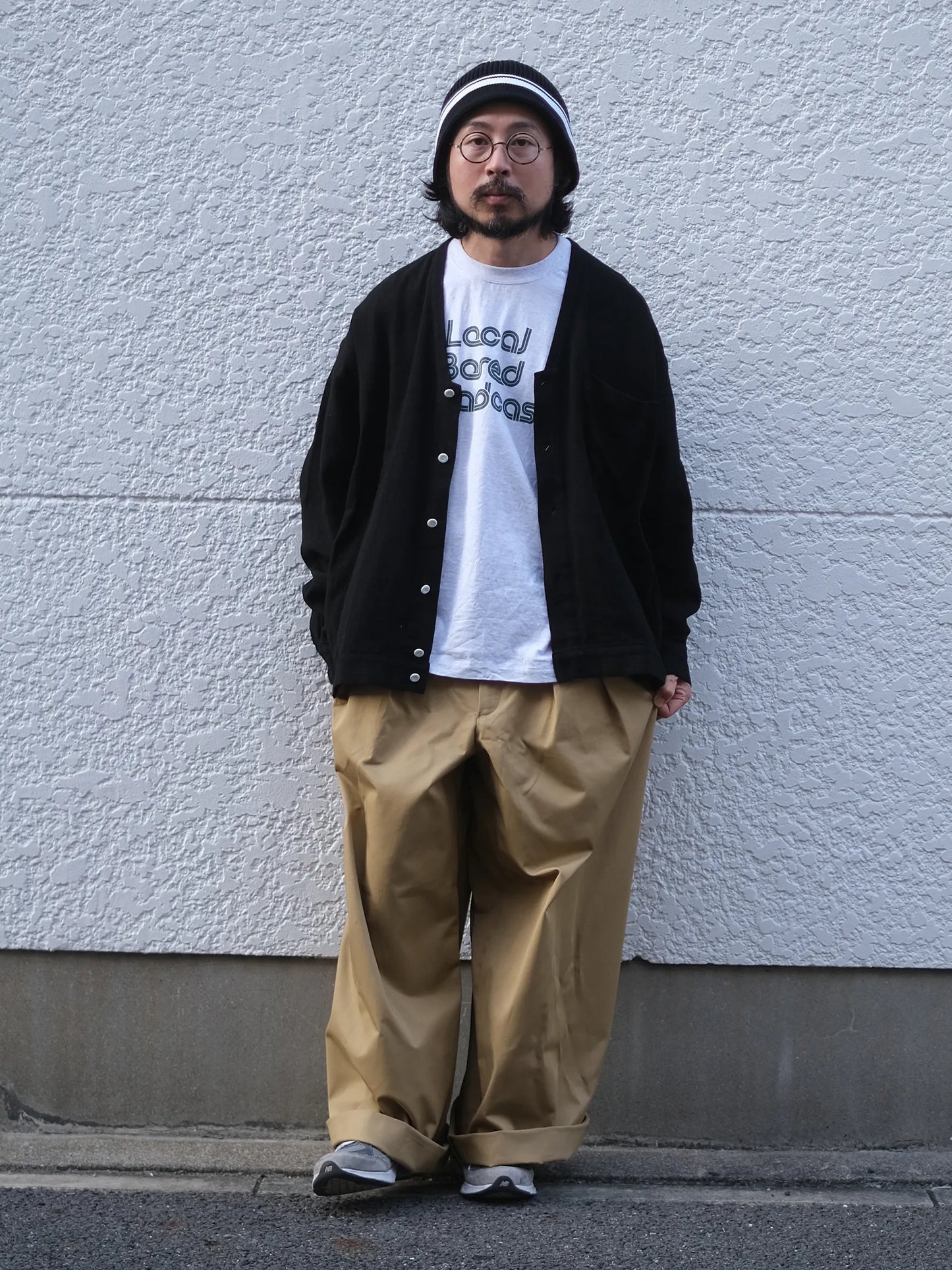 SOWBOW "蒼氓シャツ/F CARDIGAN(BLACK PANAMA)"