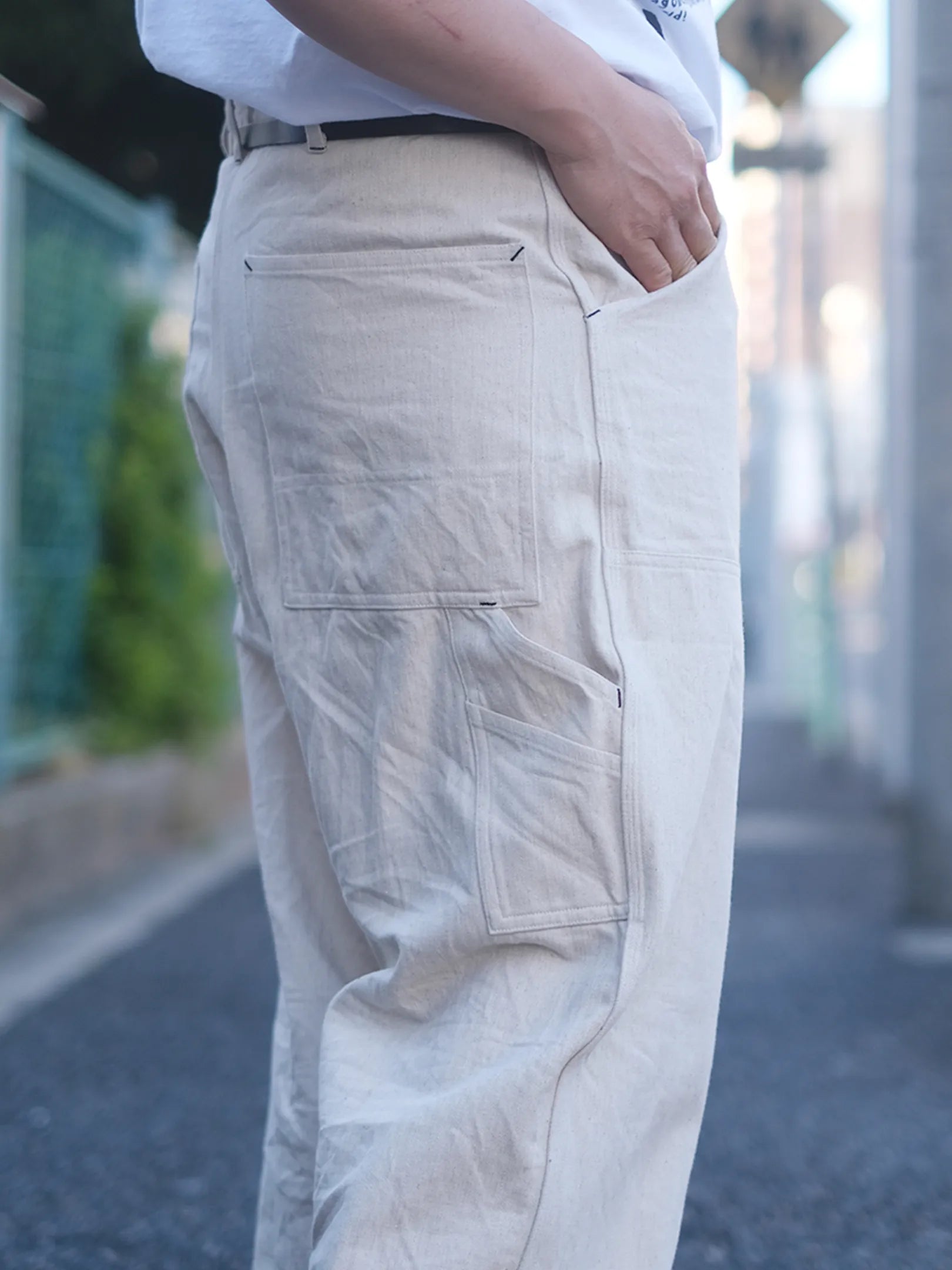 SOWBOW "DOUBLE KNEE PAINTER PANTS 10oz HEMP DENIM NATURAL"
