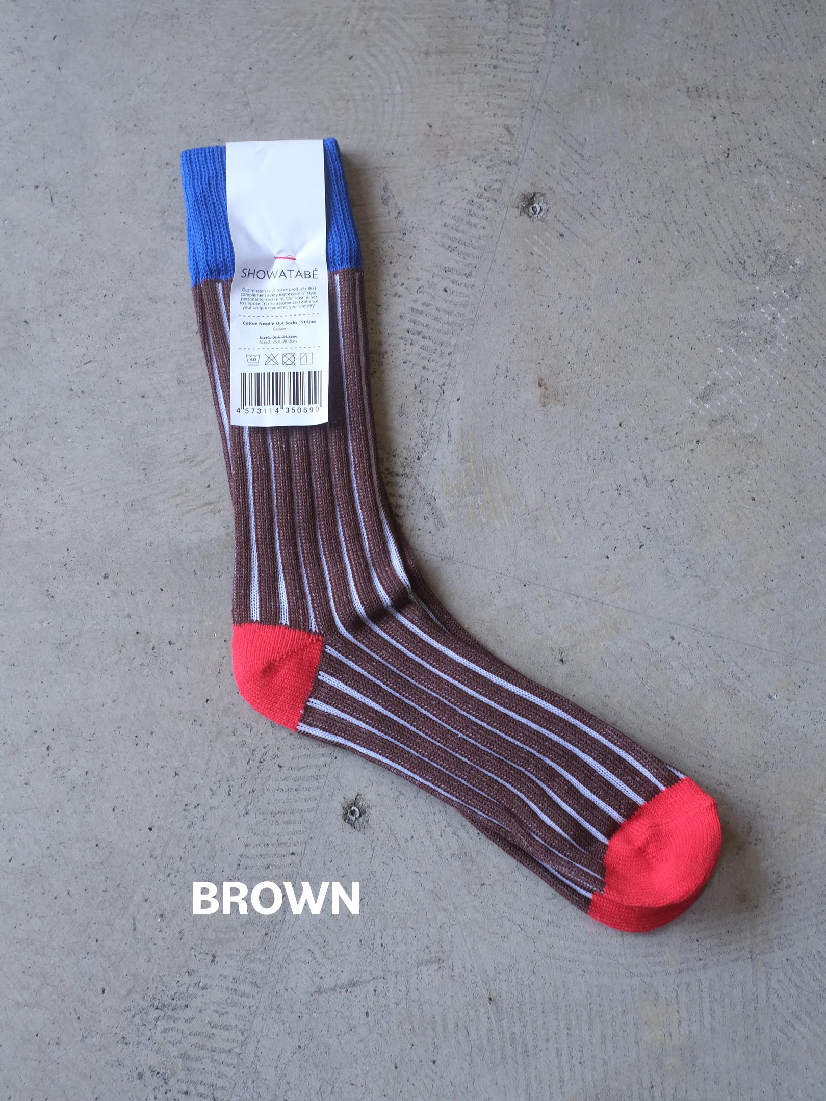 SHOWATABÉ  "Cotton Needle-Out Socks | Stripes(4colors)"