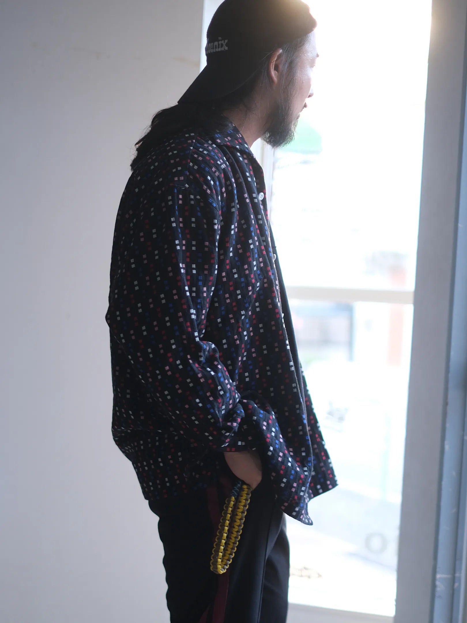 SOWBOW "蒼氓シャツ/ONE PIECE COLLAR WIDE(CHIKUGO-ORI,BLACK CUBE)"