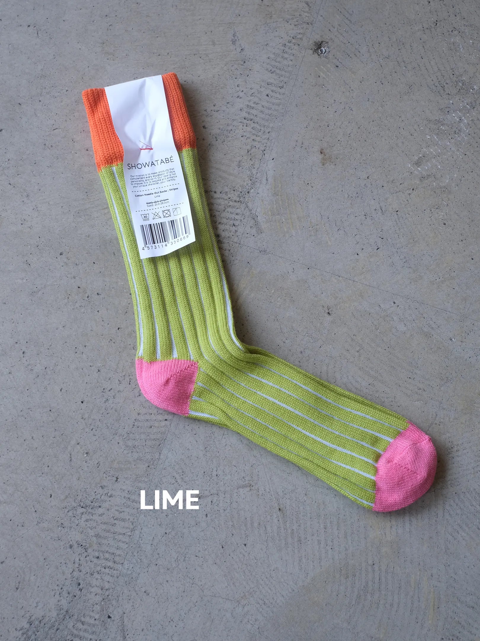 SHOWATABÉ  "Cotton Needle-Out Socks | Stripes(4colors)"