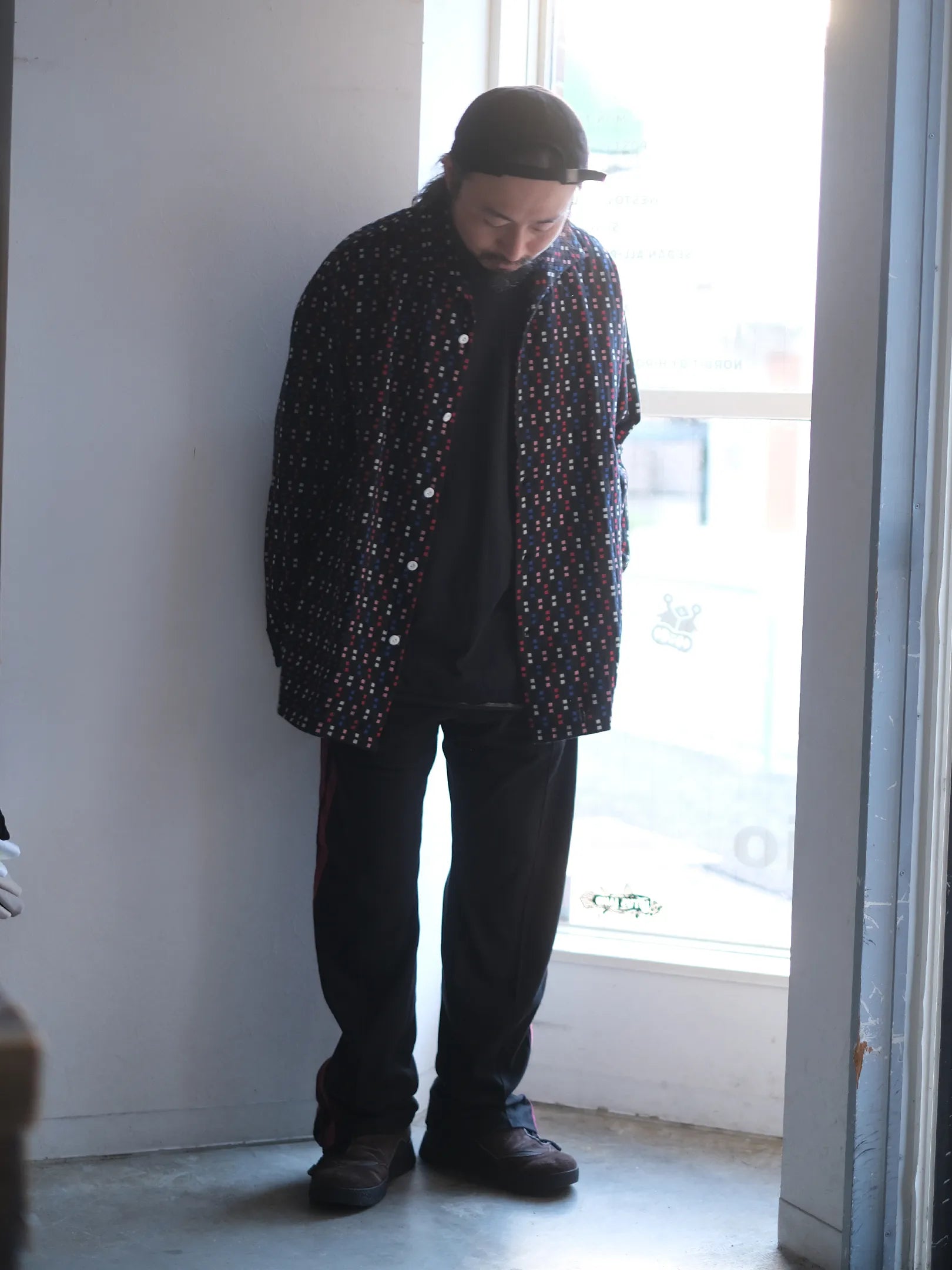 SOWBOW "蒼氓シャツ/ONE PIECE COLLAR WIDE(CHIKUGO-ORI,BLACK CUBE)"