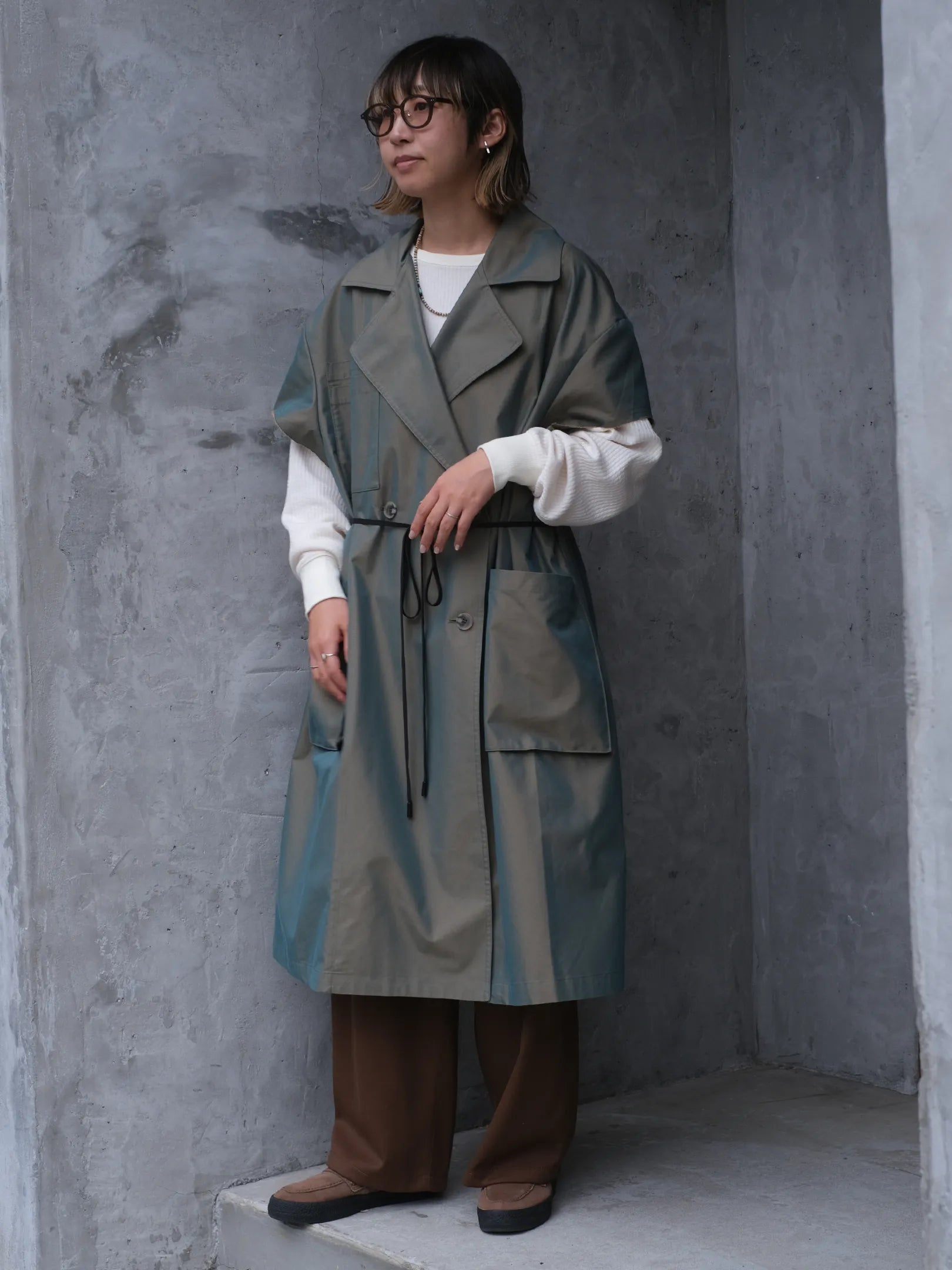 ANTHOM "コットン混 トレンチジレコート"