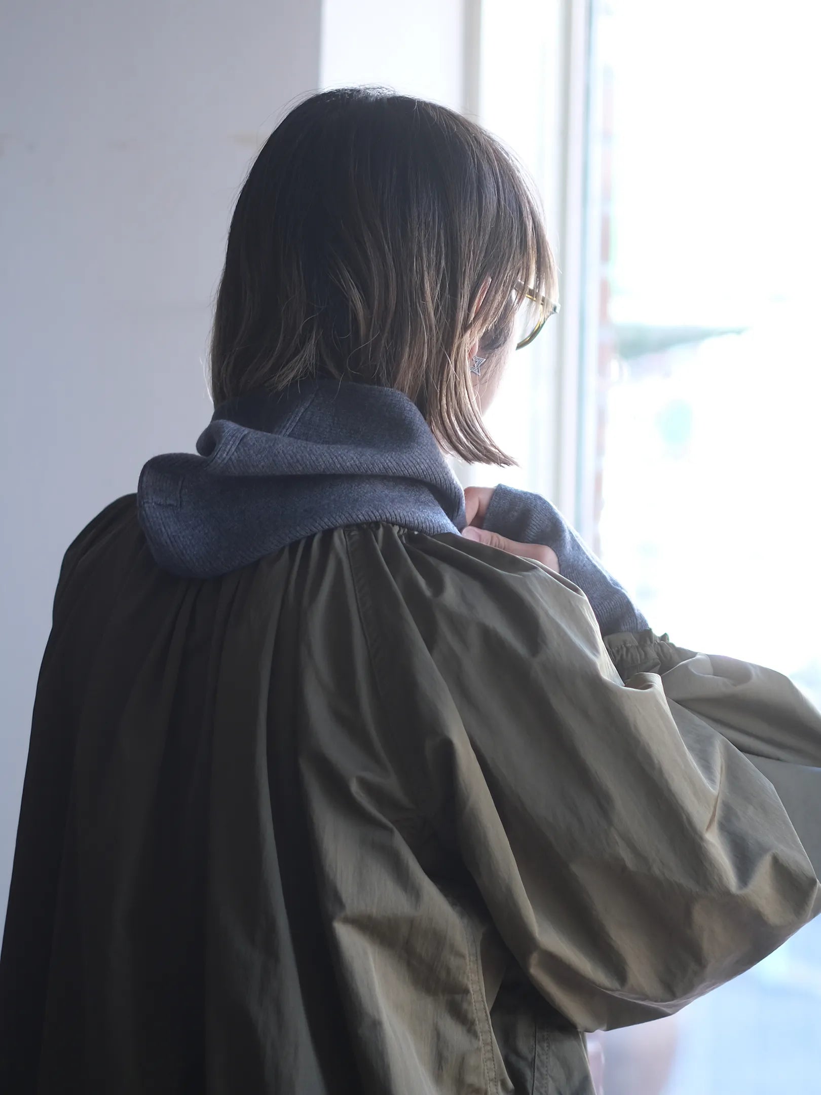 ANTHOM "ウール混 定番リブフーディKNIT(2colors)"