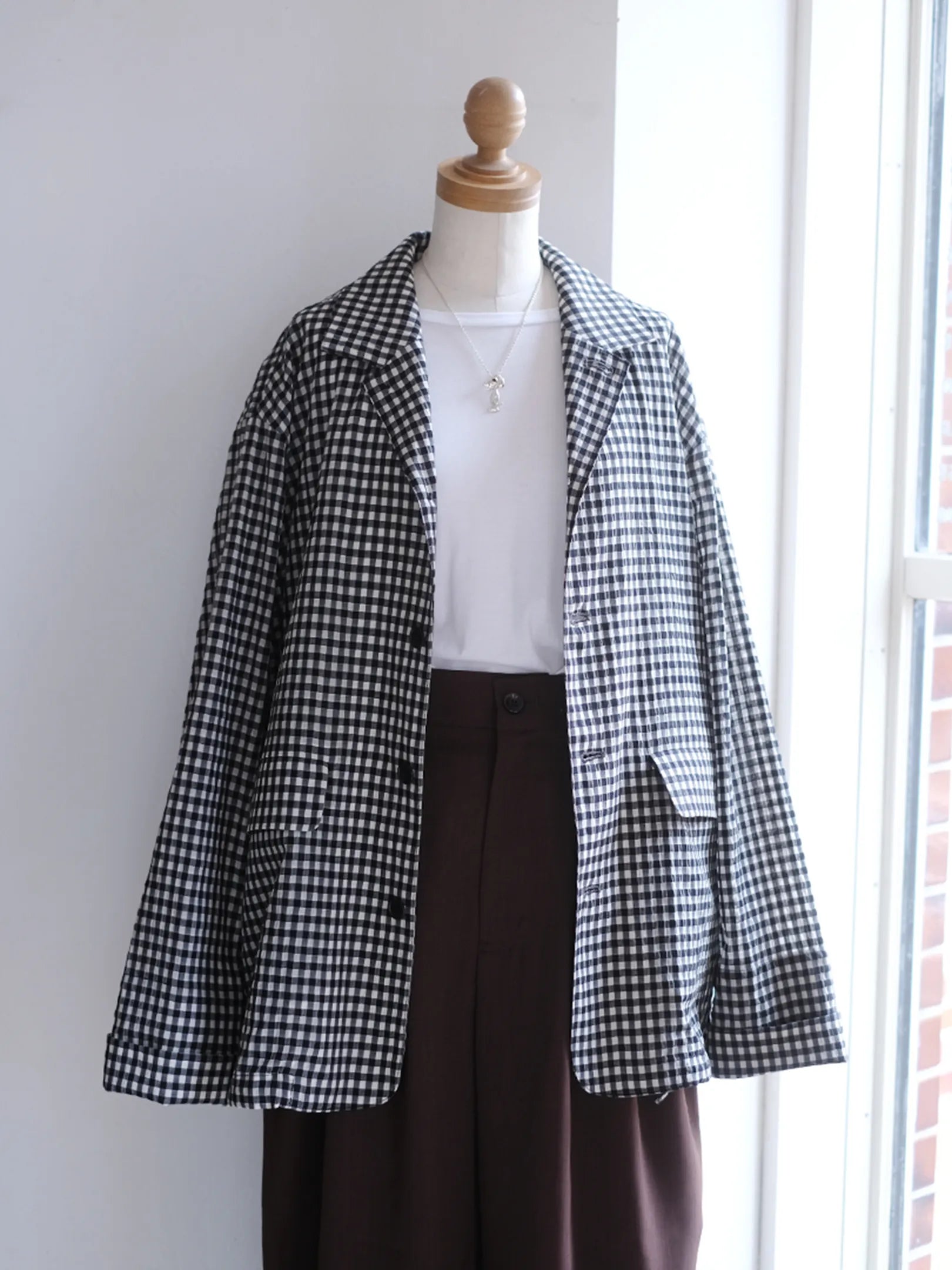 manon "GINGHAM CHECK SPINDLE JKT"