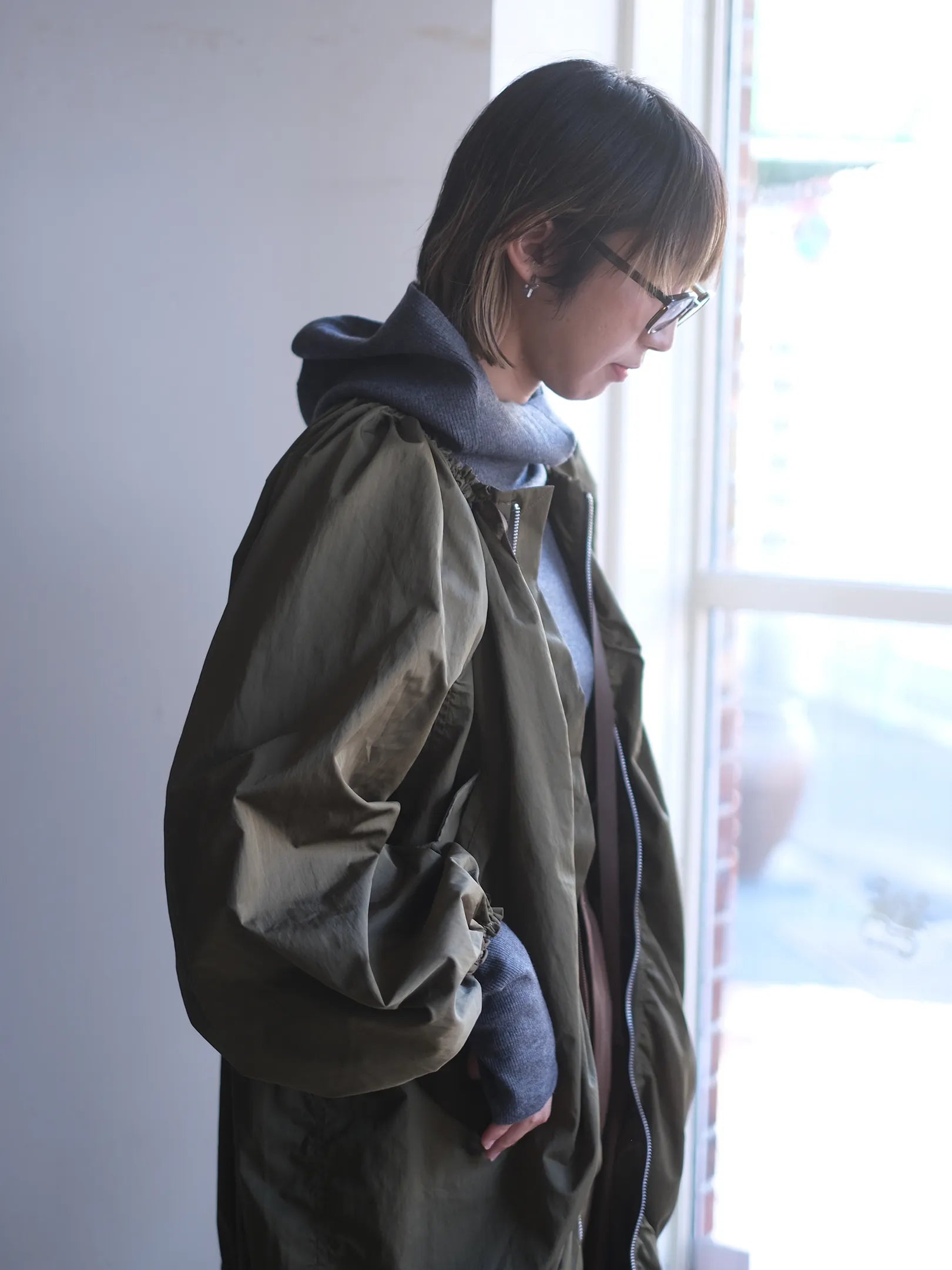 ANTHOM "ウール混 定番リブフーディKNIT(2colors)"