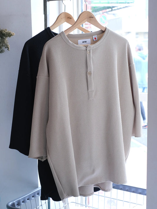 UNFRM "IRM WAFFLE THERMAL 6/10 HENRY NECK WIDE SHIRT(2colors)"