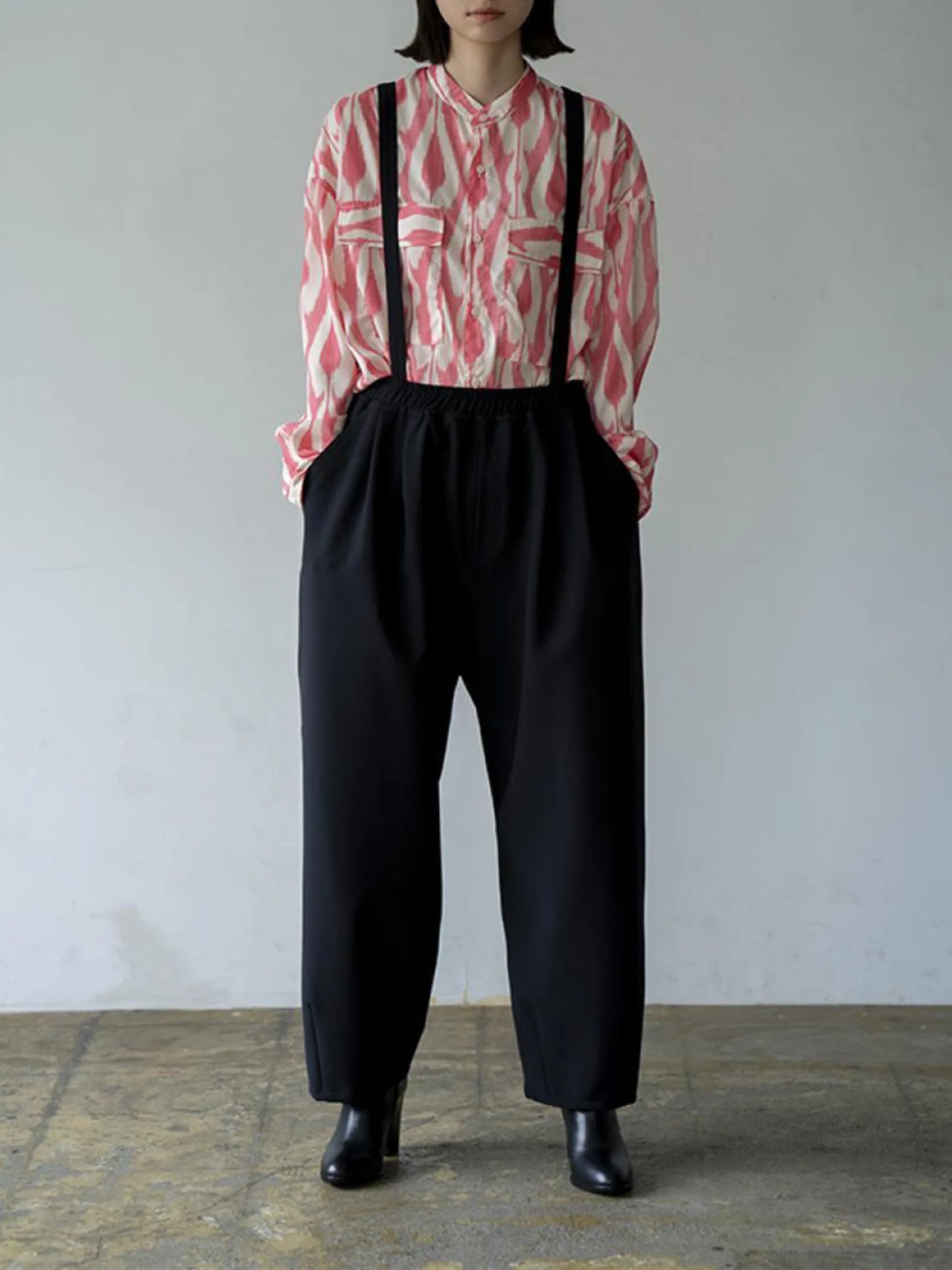 manon "DOUBLE CLOTH SUSPENDER PANTS"