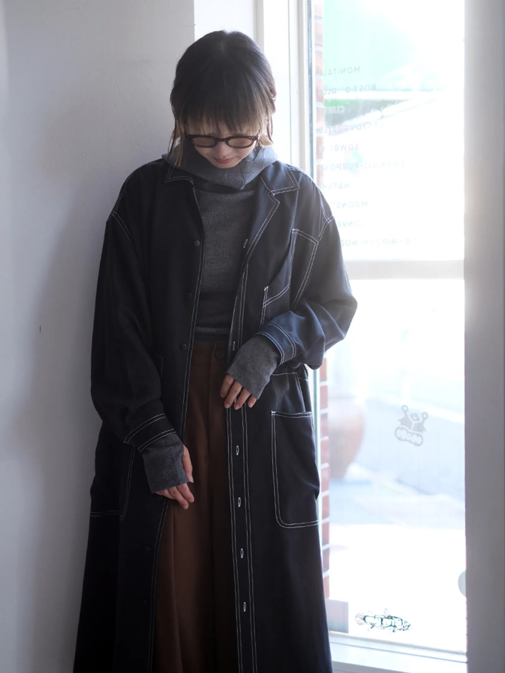 ANTHOM "ウール混 定番リブフーディKNIT(2colors)"