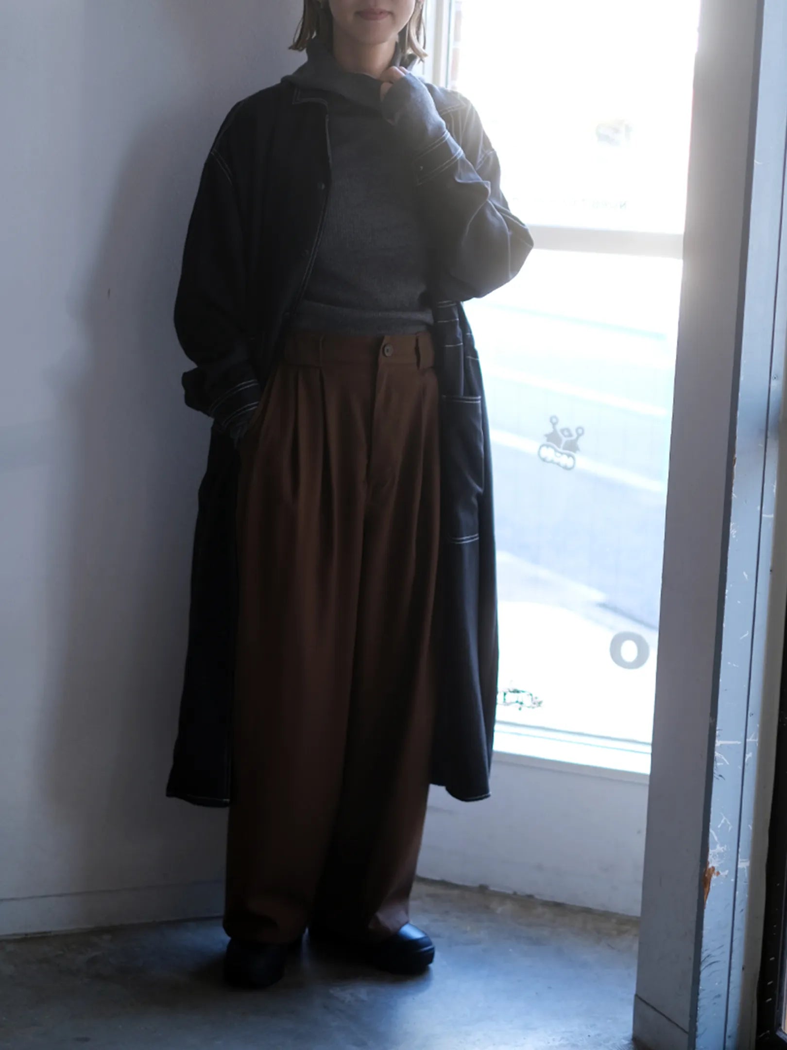 ANTHOM "ウール混 定番リブフーディKNIT(2colors)"