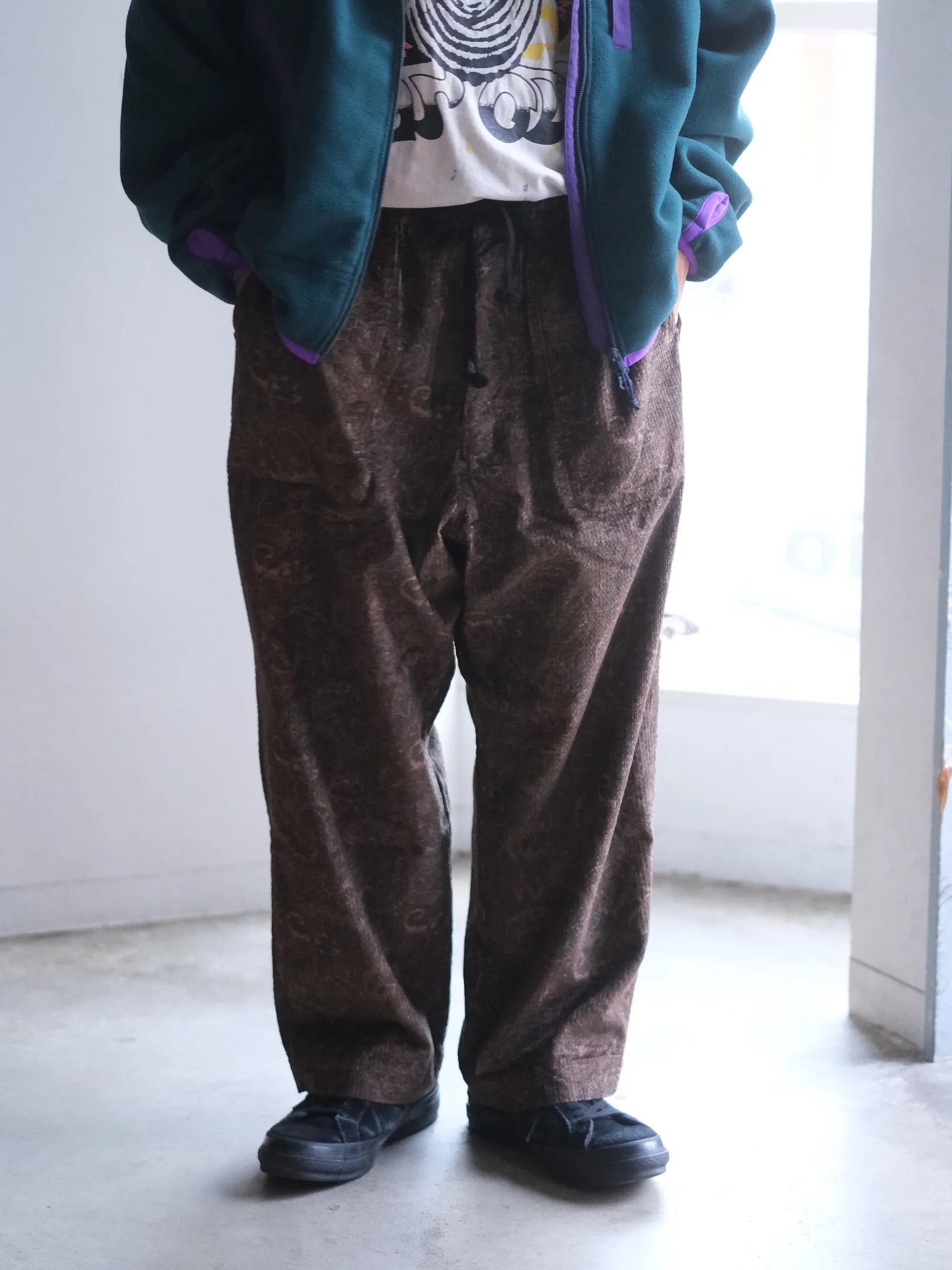 SOWBOW "蒼氓EZパンツ-WIDE-(PAISLEY CORD BROWN)"