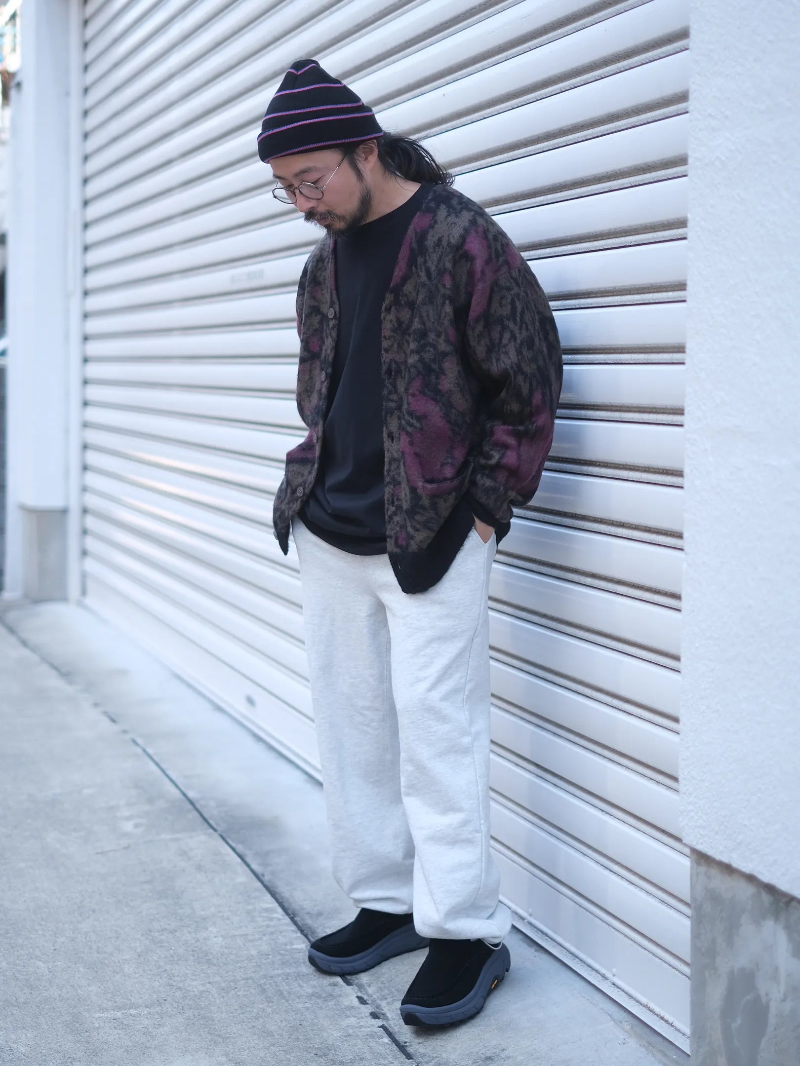 UNFRM "MOHAIR KNIT VINTAGE FLOWER CAMO CARDIGAN"