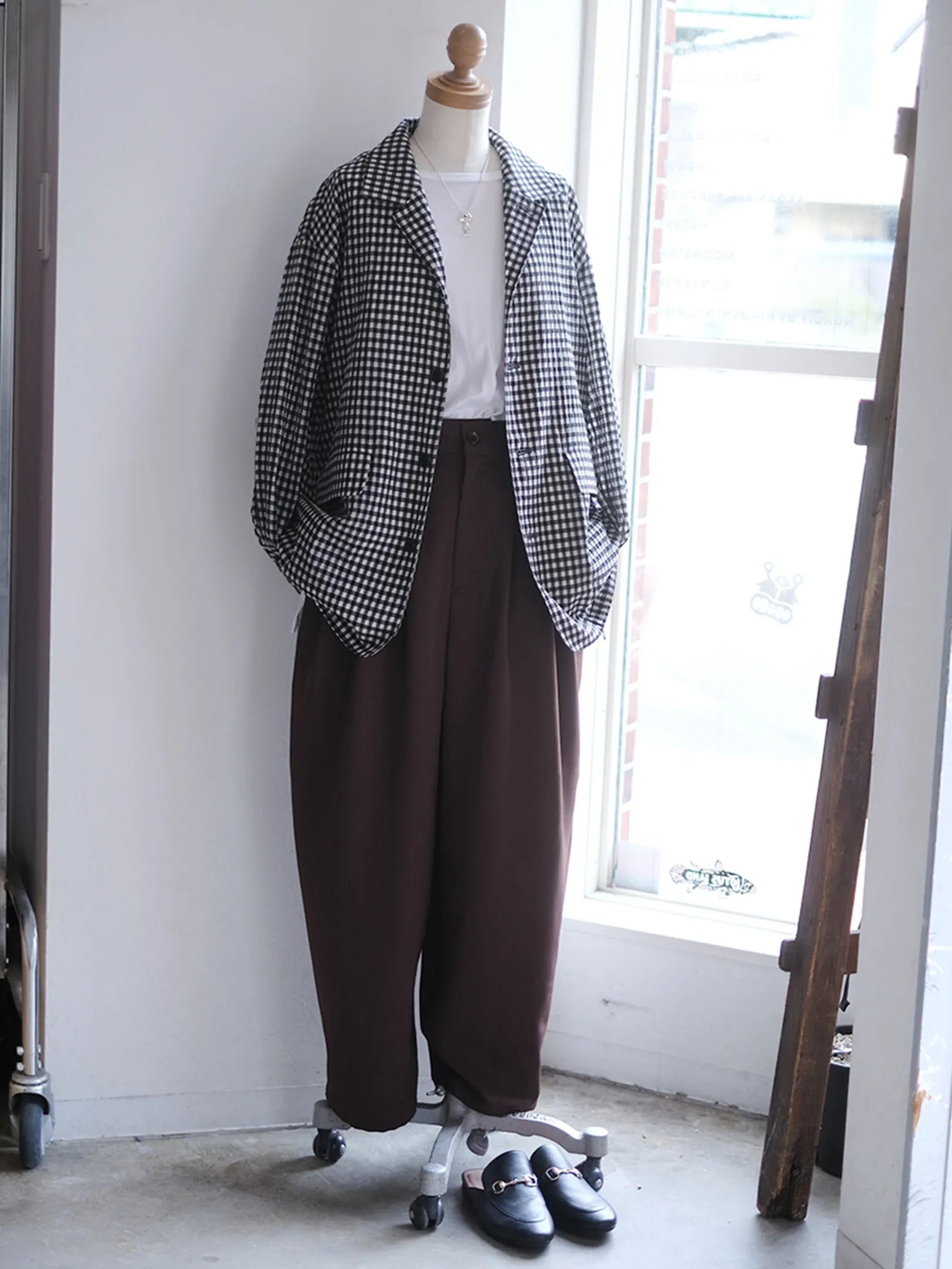 manon "GINGHAM CHECK SPINDLE JKT"