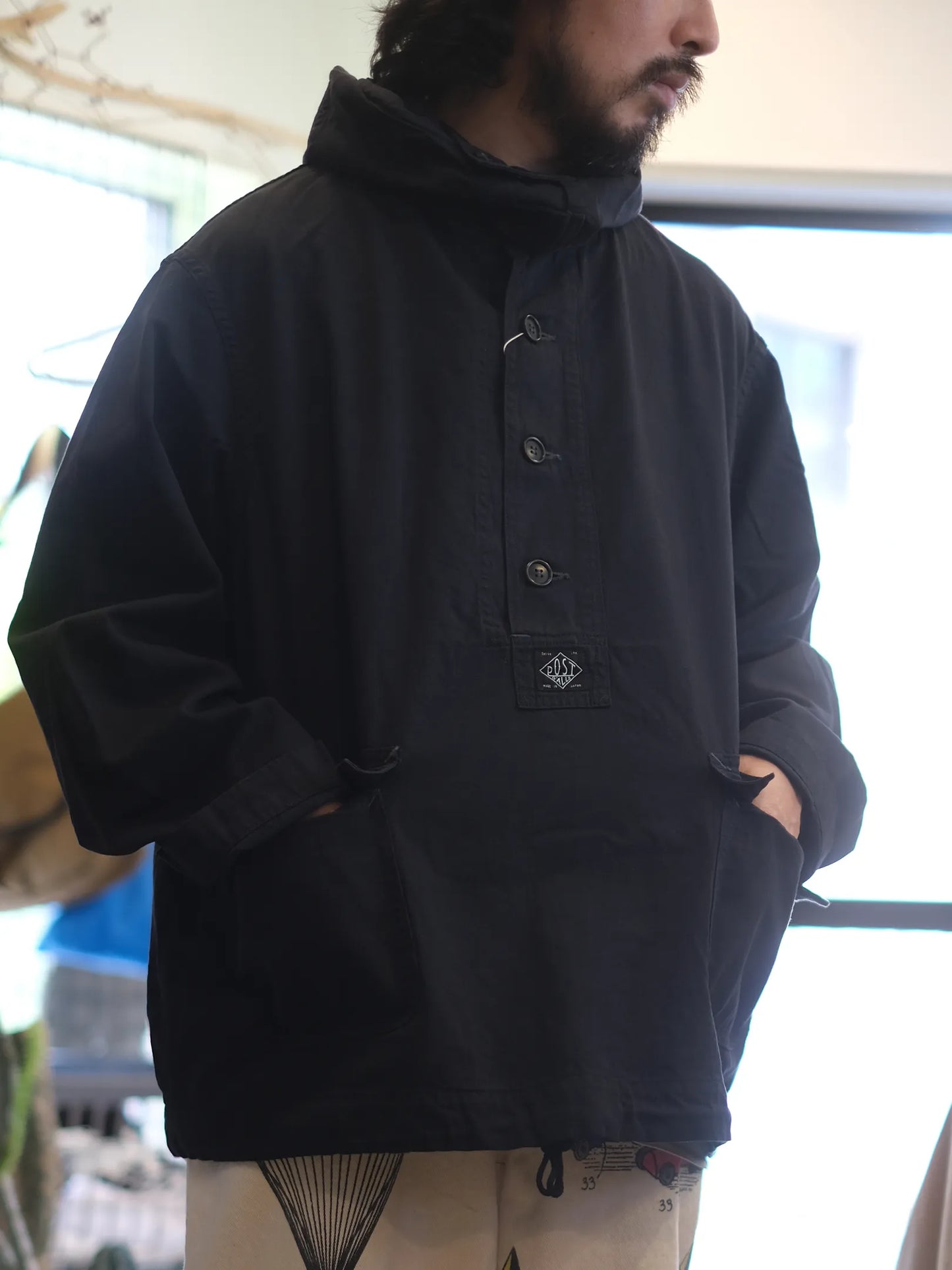 POST O'ALLS "#1105-VTC NAVY Parka : vintage twill charcoal"