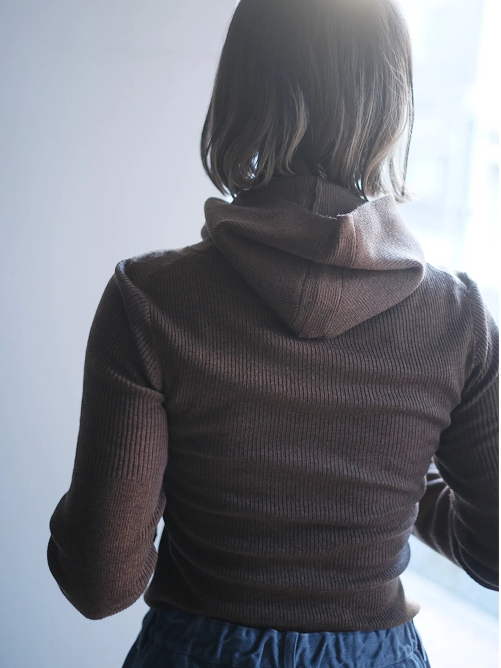 ANTHOM "ウール混 定番リブフーディKNIT(2colors)"