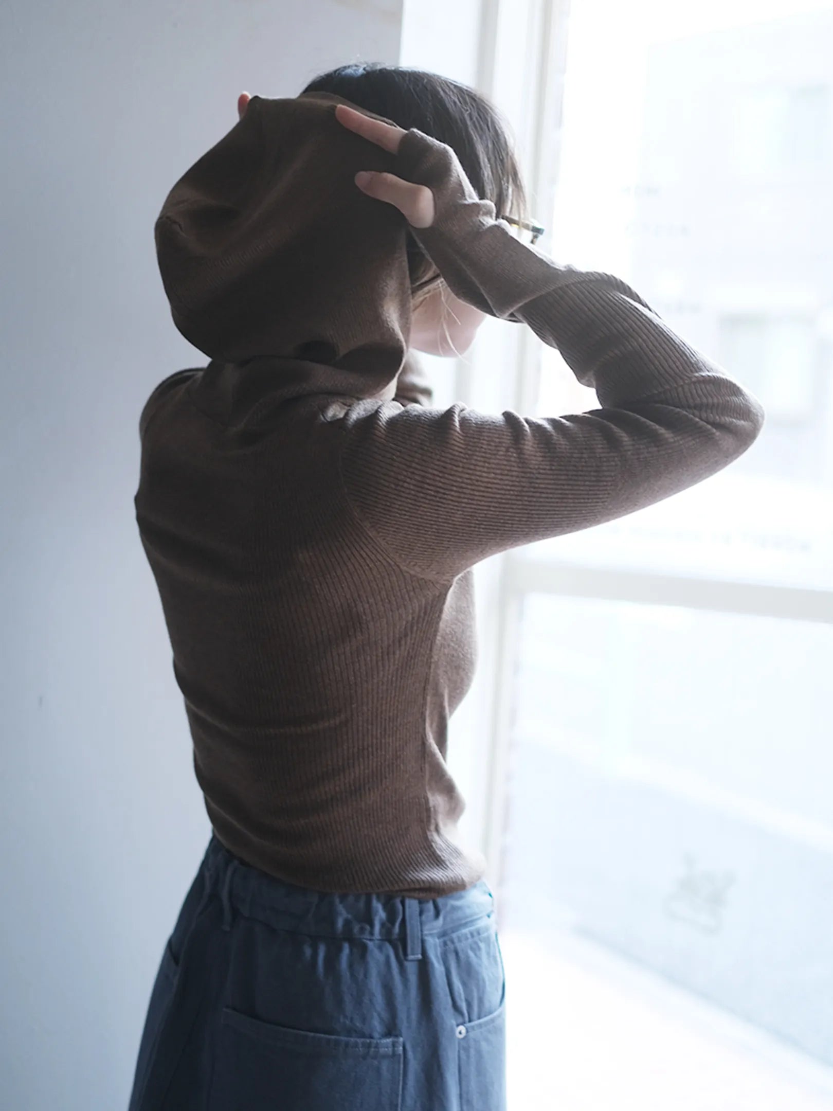 ANTHOM "ウール混 定番リブフーディKNIT(2colors)"