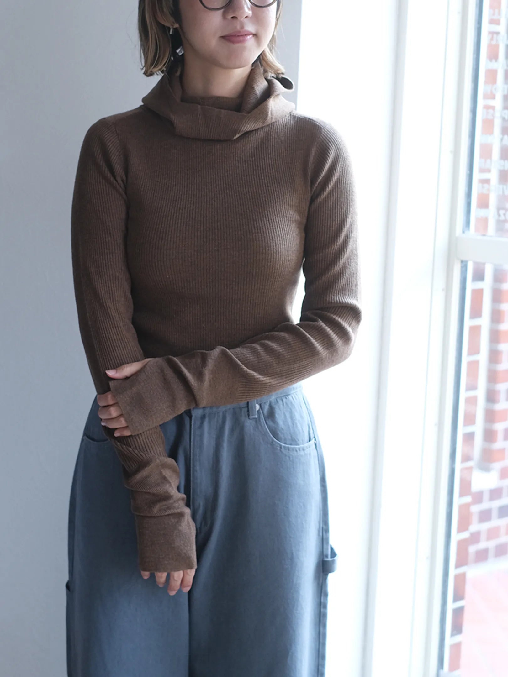 ANTHOM "ウール混 定番リブフーディKNIT(2colors)"