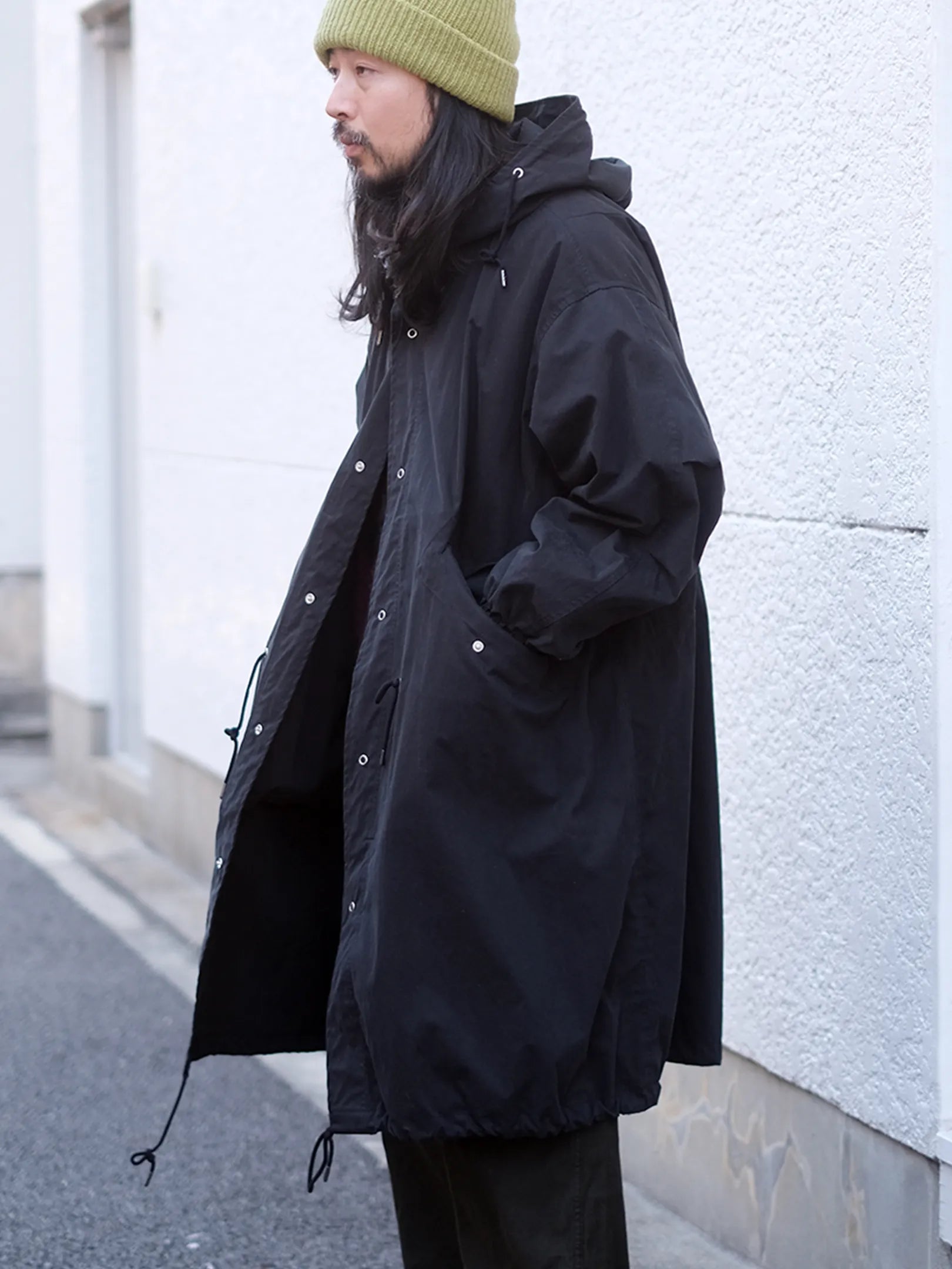 manon "COTTON NYLON HOODCOAT"