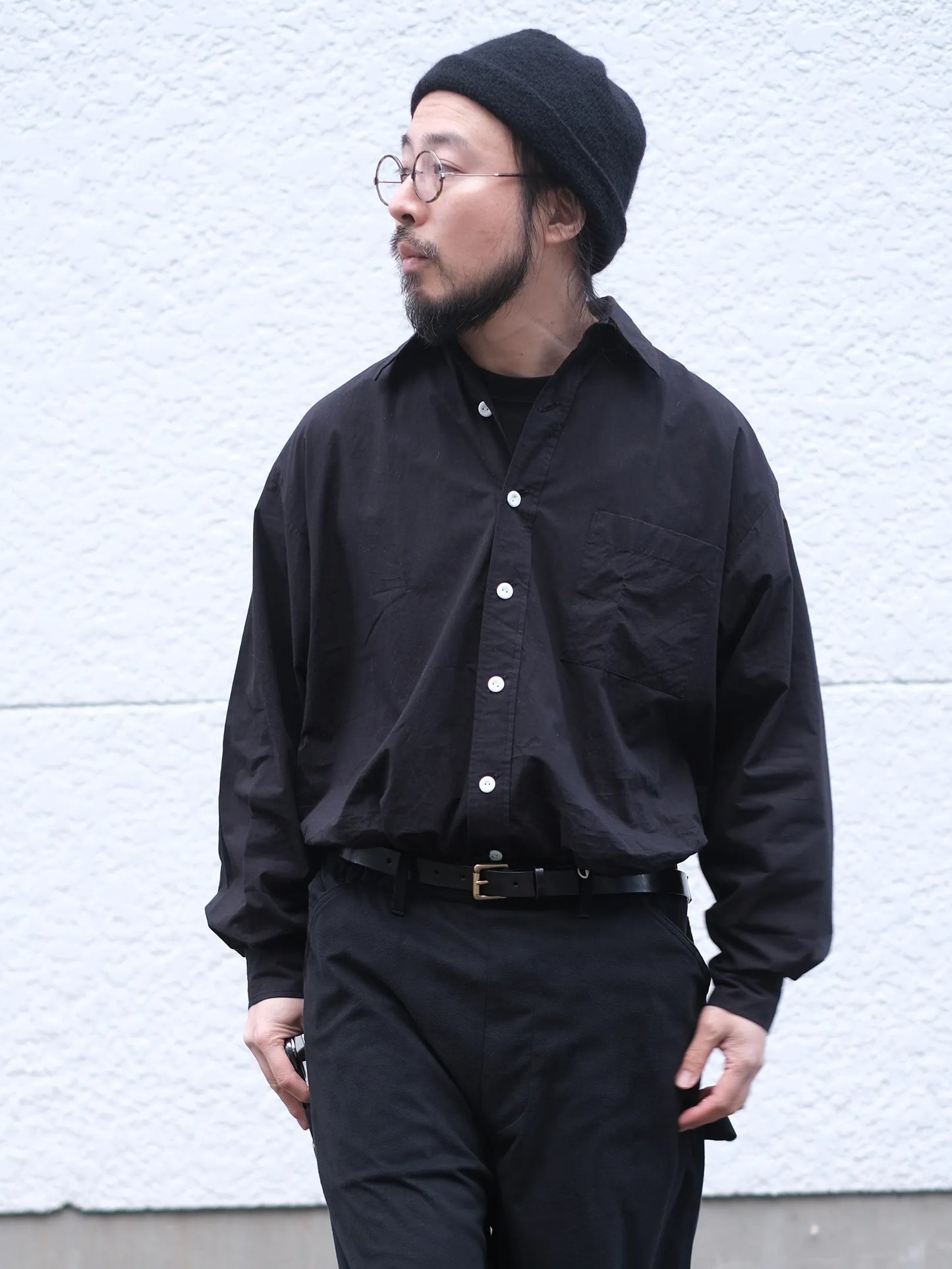 SOWBOW "蒼氓シャツ/G ROUND BOTTOM RC SHIRT(COTTON/SILK)"