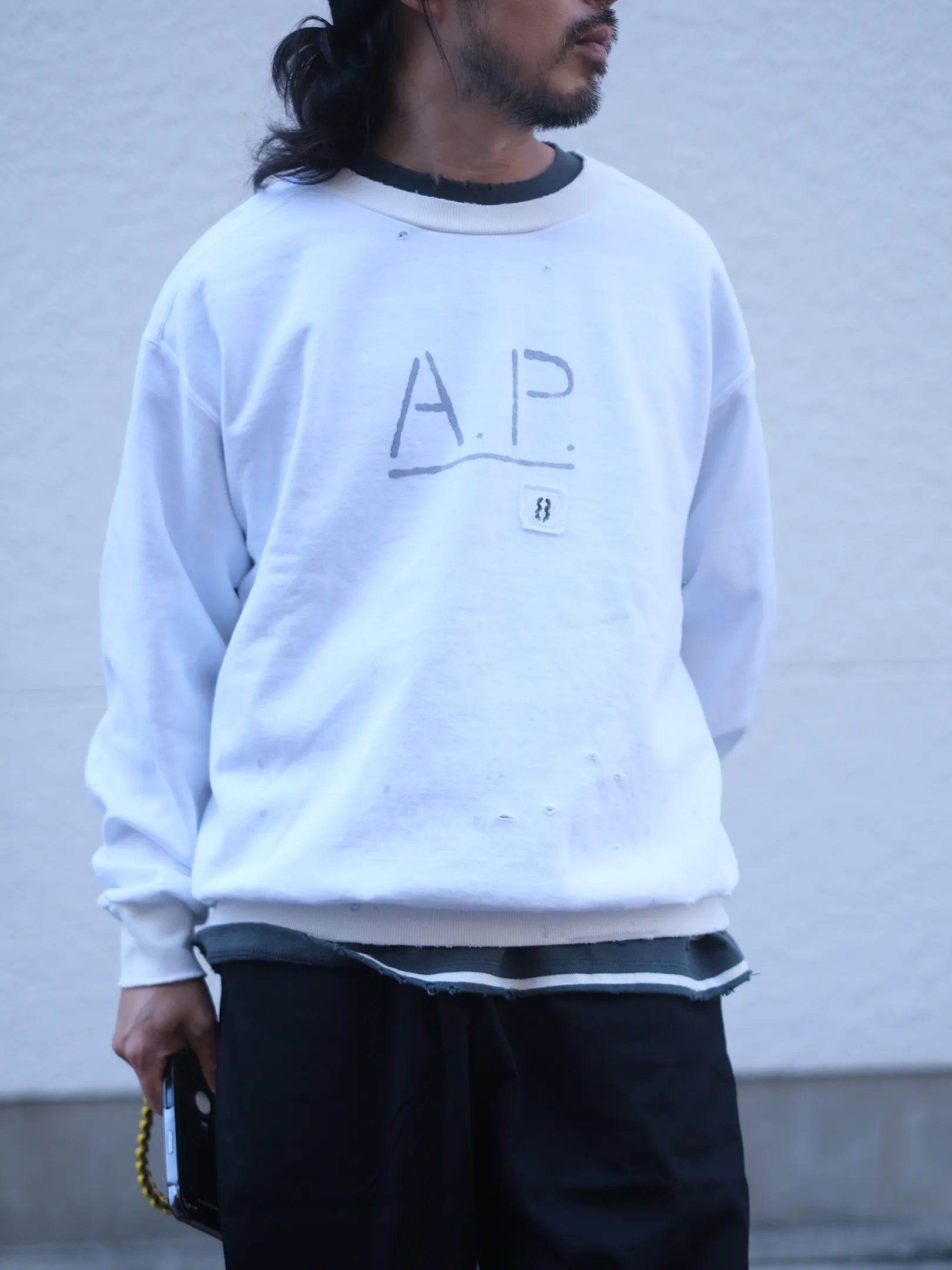 ARTE POVERA "A.P 10YEARS DAMEGED SWEAT (2colors)"