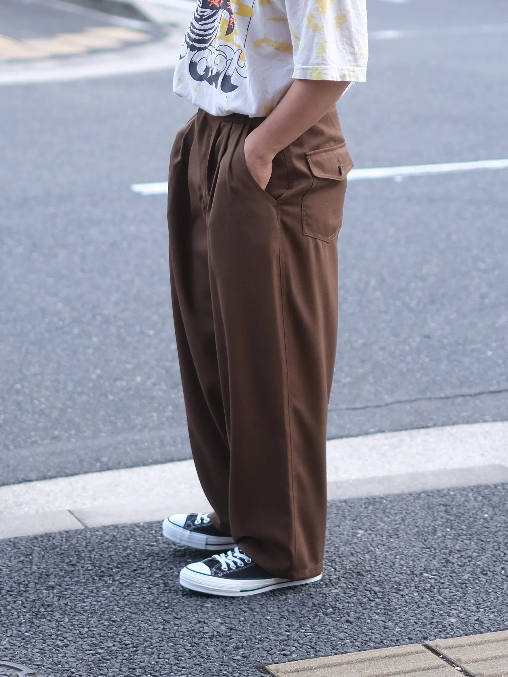 manon "WOOL MIX THREE TUCK WIDE PANTS(2colors)"