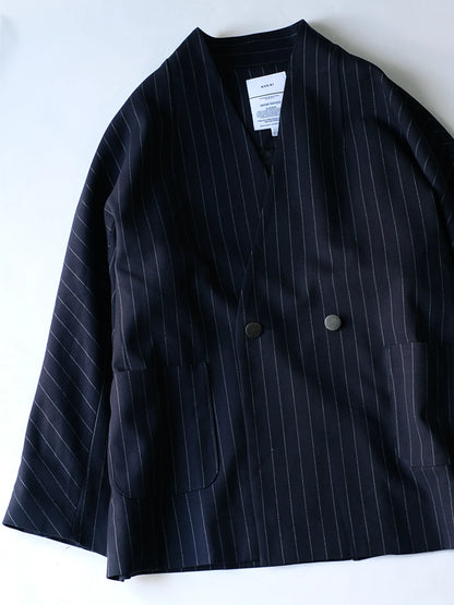 Kha:ki "COLLARLESS STRIPE JACKET(2colors)"