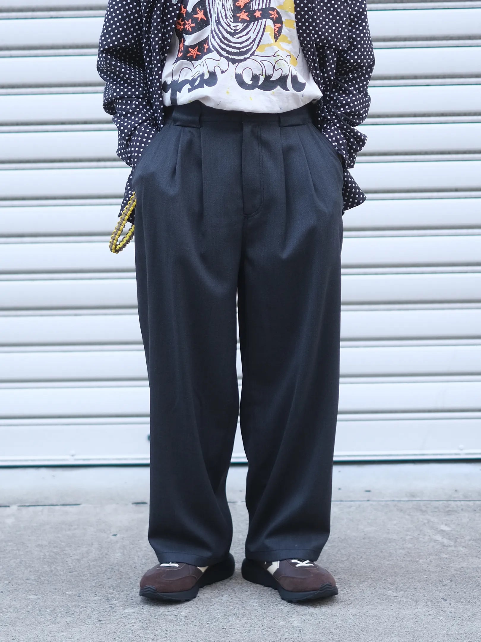 manon "WOOL MIX THREE TUCK WIDE PANTS(2colors)"