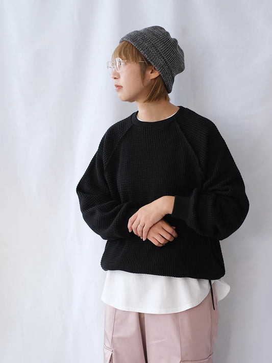 manon "HEAVY WAFFLE RAGLAN SLEEVE OVER TEE(2colors)"