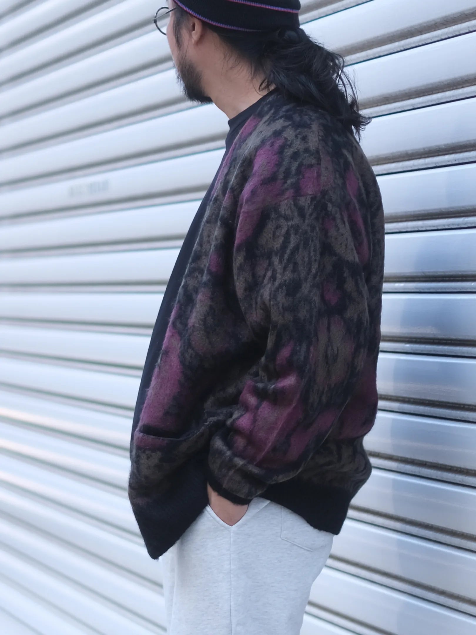 UNFRM "MOHAIR KNIT VINTAGE FLOWER CAMO CARDIGAN"