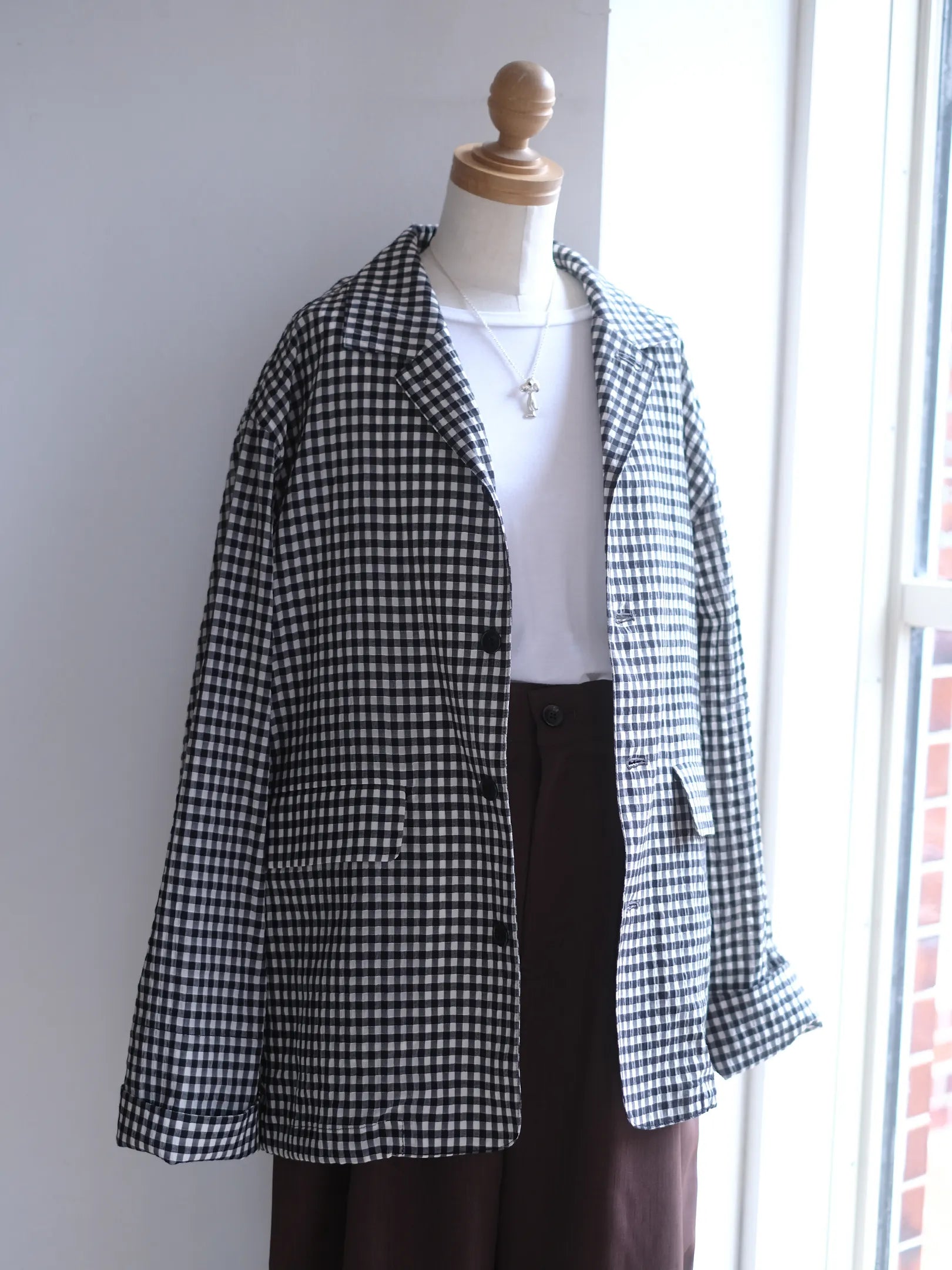 manon "GINGHAM CHECK SPINDLE JKT"