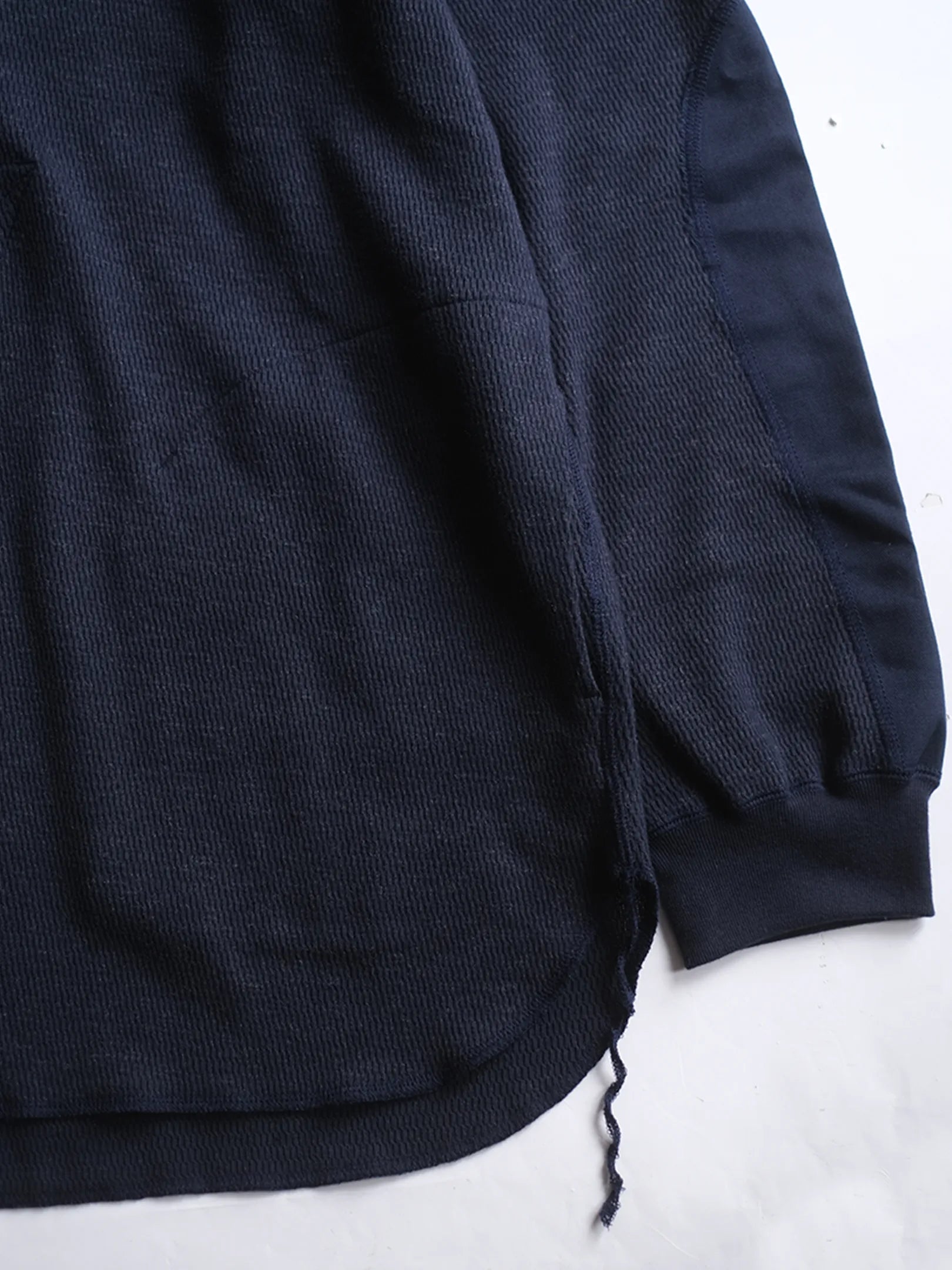norbit by Hiroshi Nozawa "Wool cotton waffle Henley neck T-shirts(NAVY)"