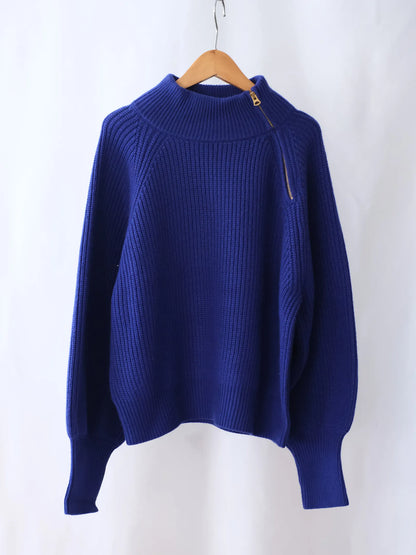 Kha:ki "HALF ZIP MIL KNIT TOP"