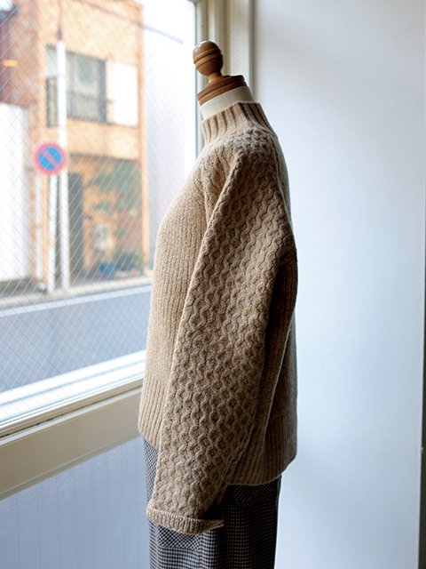 manon ”HI NECK WAFFLE KNIT”