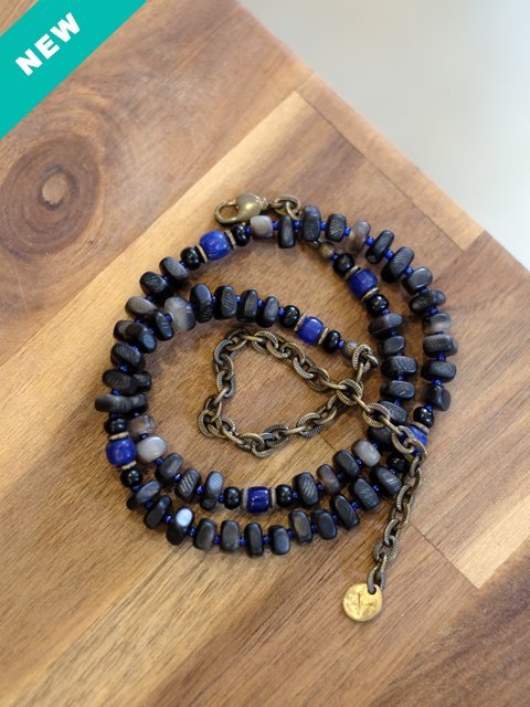 MEL. "2way Necklace(Buffalo horn BLACK x BLUE)"